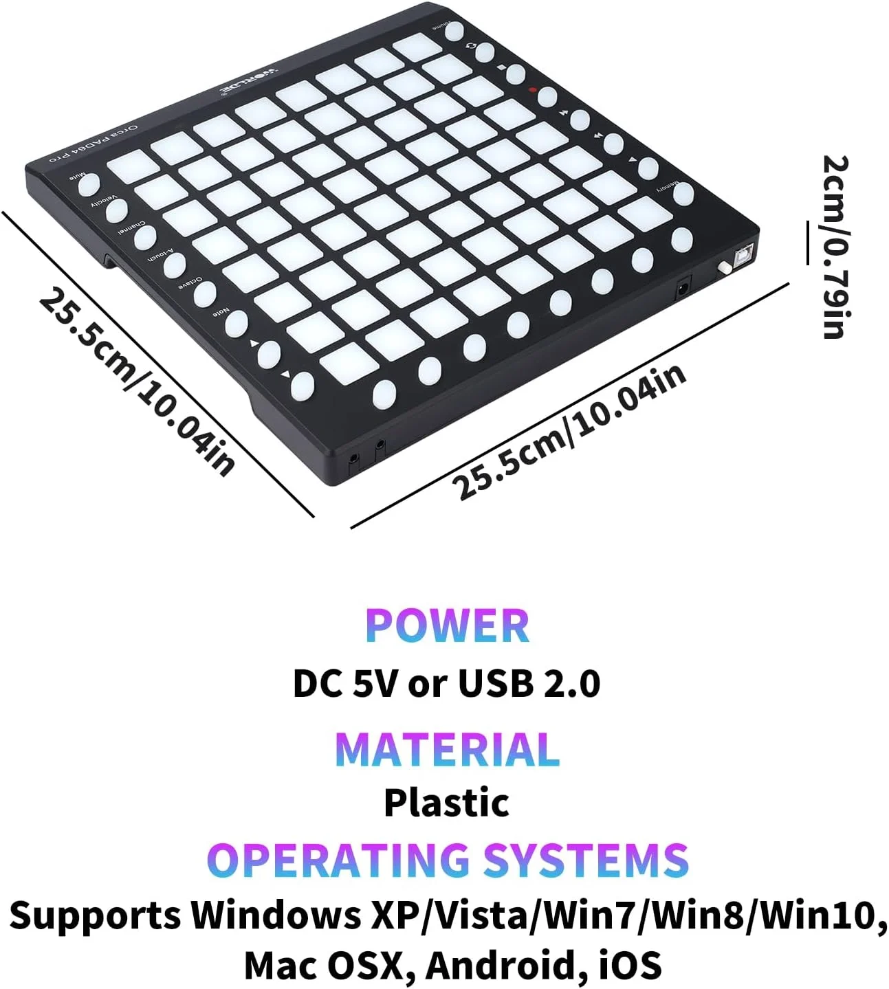 پد موسیقی الکترونیکی 64 کلیدی با نور پس زمینه RGB (مشکی) پد موسیقی الکترونیکی 64 کلیدی با نور پس زمینه RGB (مشکی)