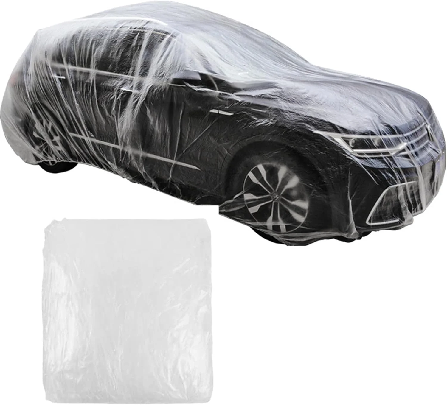 روکش یکبار مصرف خودرو، روکش پلاستیکی ضخیم PE با نوار الاستیک، روکش محافظ خودرو ضد آب و ضد گرد و غبار شفاف برای همه برندهای وسایل نقلیه تجاری، SUV و غیره، 4.8 متر در 7.5 متر، 1 عدد