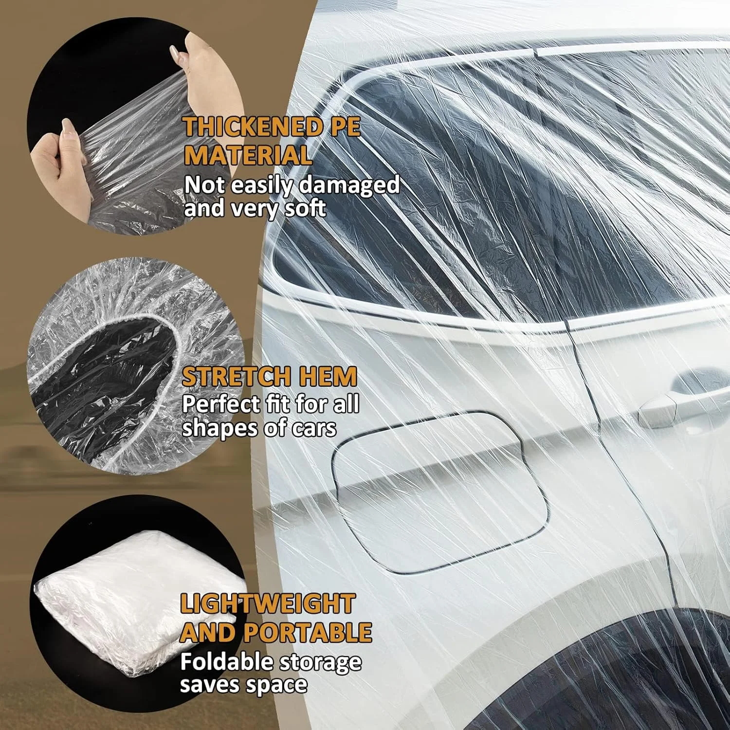 روکش یکبار مصرف خودرو، روکش پلاستیکی ضخیم PE با نوار الاستیک، روکش محافظ خودرو ضد آب و ضد گرد و غبار شفاف برای همه برندهای وسایل نقلیه تجاری، SUV و غیره، 4.8 متر در 7.5 متر، 1 عدد روکش یکبار مصرف خودرو، روکش پلاستیکی ضخیم PE با نوار الاستیک، روکش محافظ خودرو ضد آب و ضد گرد و غبار شفاف برای همه برندهای وسایل نقلیه تجاری، SUV و غیره، 4.8 متر در 7.5 متر، 1 عدد