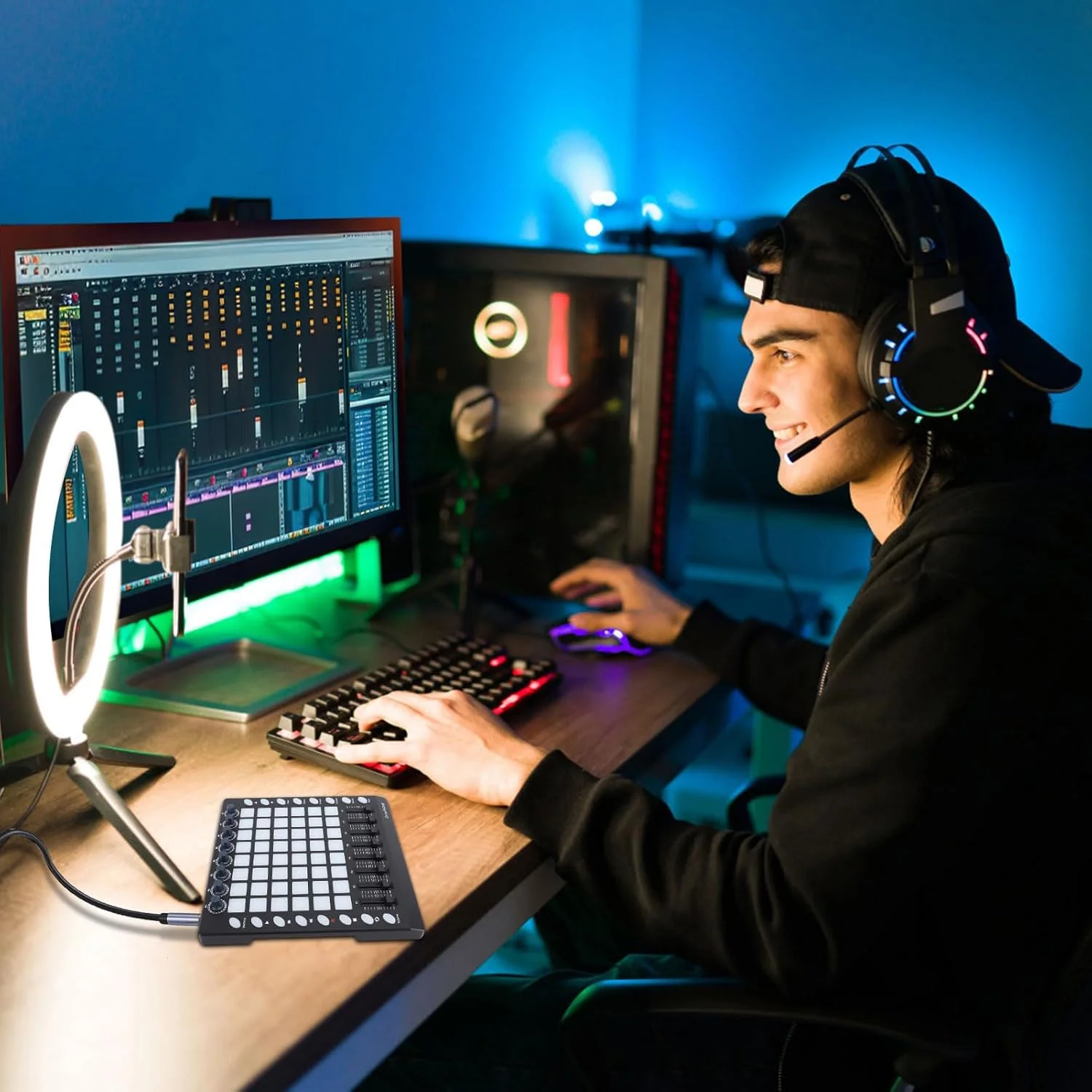 کنترلر MIDI ری تو ایزی اسپورتس، 48 پد با نور پس زمینه RGB و 8 دکمه و 8 فیدر برای تولید موسیقی، پد درام USB قابل حمل برای اجرای زنده استودیویی DJ کنترلر MIDI ری تو ایزی اسپورتس، 48 پد با نور پس زمینه RGB و 8 دکمه و 8 فیدر برای تولید موسیقی، پد درام USB قابل حمل برای اجرای زنده استودیویی DJ