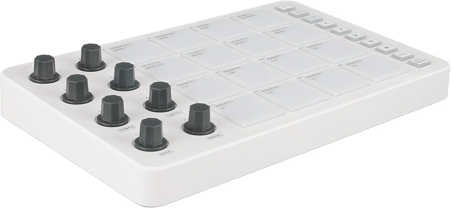 کنترلر MIDI، کنترلر پد MIDI بی سیم، کنترلر پد درام MIDI با نور پس زمینه، قابل حمل، قابل شارژ با 16 پد RGB حساس به ضربه. 8 مجموعه 360 درجه کنترلر MIDI، کنترلر پد MIDI بی سیم، کنترلر پد درام MIDI با نور پس زمینه، قابل حمل، قابل شارژ با 16 پد RGB حساس به ضربه. 8 مجموعه 360 درجه