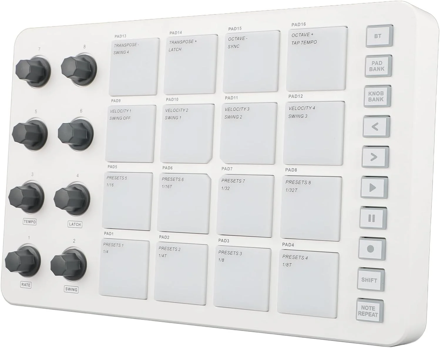 کنترلر MIDI، کنترلر پد MIDI بی سیم، کنترلر پد درام MIDI با نور پس زمینه، قابل حمل، قابل شارژ با 16 پد RGB حساس به ضربه. 8 مجموعه 360 درجه کنترلر MIDI، کنترلر پد MIDI بی سیم، کنترلر پد درام MIDI با نور پس زمینه، قابل حمل، قابل شارژ با 16 پد RGB حساس به ضربه. 8 مجموعه 360 درجه