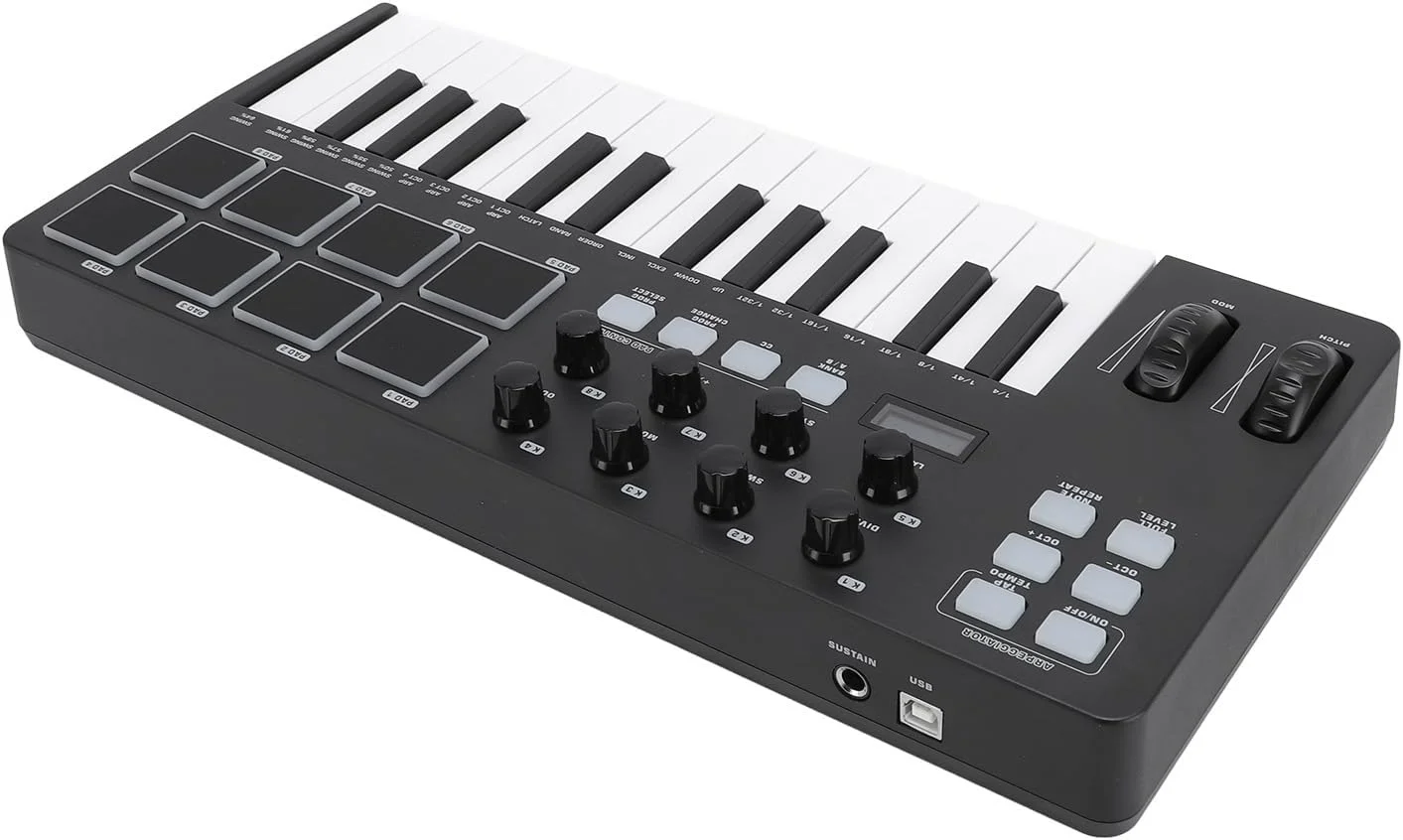 کنترلر صفحه کلید MIDI USB 25، تطبیق پذیری برای نرم افزار تولید موسیقی، ادغام DAW برای ضبط و اجرا، کنترلر صفحه کلید MIDI برای مک، رایانه شخصی - مشکی کنترلر صفحه کلید MIDI USB 25، تطبیق پذیری برای نرم افزار تولید موسیقی، ادغام DAW برای ضبط و اجرا، کنترلر صفحه کلید MIDI برای مک، رایانه شخصی - مشکی