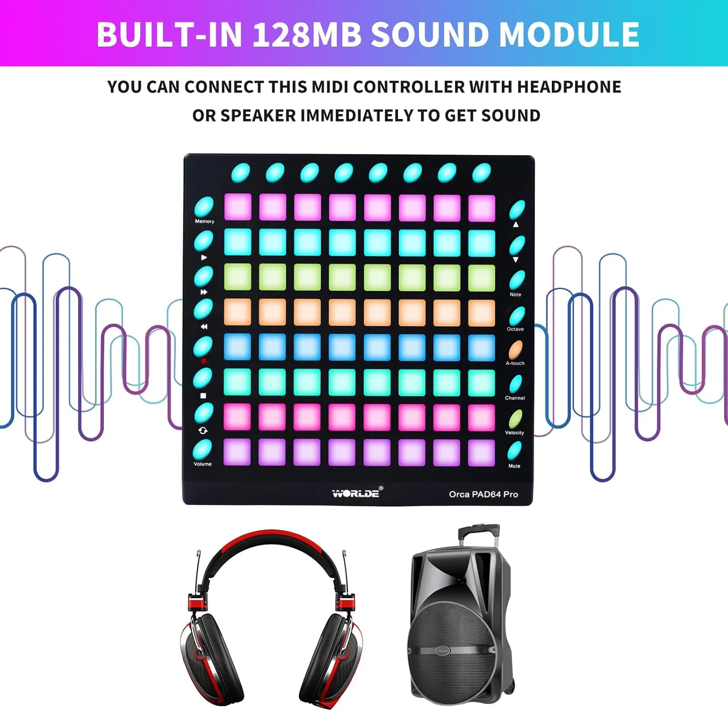 کنترلر MIDI، پد صوتی الکترونیکی WORLDE، ساز دیسکی 64 کلیدی، صفحه کلید MIDI، پد صوتی الکترونیکی مشکی کنترلر MIDI، پد صوتی الکترونیکی WORLDE، ساز دیسکی 64 کلیدی، صفحه کلید MIDI، پد صوتی الکترونیکی مشکی