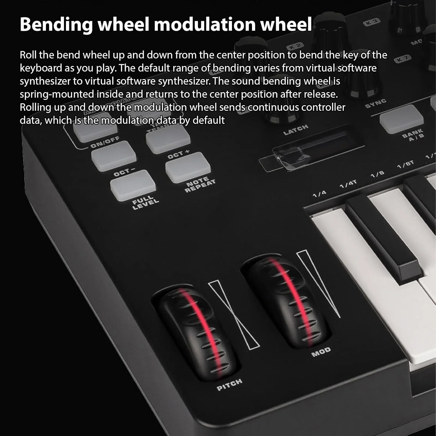 کنترلر میدی USB با 25 کلید حساس به ضربه، دارای یکپارچه‌سازی DAW، کنترلر میدی با 8 پد درام با نور پس‌زمینه، آرپژیاتور، 8 دکمه قابل تنظیم، برای ابزارهای کنترلی