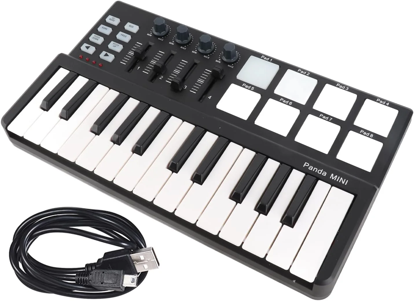 کنترلر صفحه کلید USB MIDI قابل حمل MTLavish 25 Taste Ultra با 8 پد ماشه ای با نور پس زمینه رنگارنگ، کلیدهای حساس به سرعت بالا، پلاگین و پخش