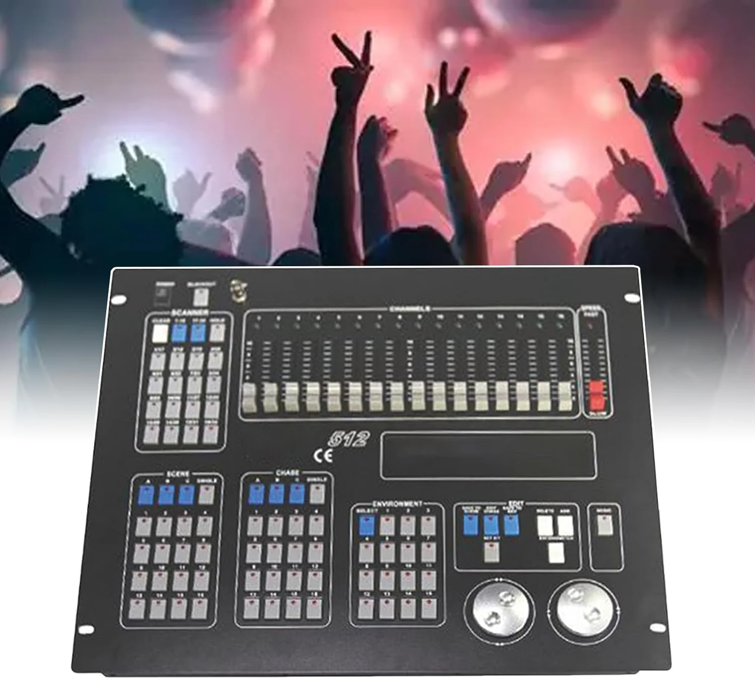 کنترلر DMX، کنسول DMX 512، میله فشاری 16 کاناله / 48 صحنه، صفحه نمایش LCD با نور پس زمینه + ماشه موسیقی، صفحه کنترل نورپردازی صحنه، برای صحنه/تئاتر/استودیوی تلویزیون، A