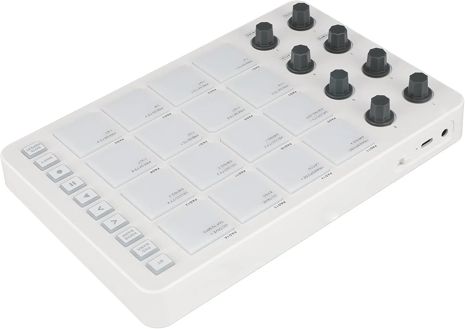 کنترلر پد MIDI مدل SMC با 16 پد RGB با نور پس زمینه، 8 دکمه، مناسب برای تولید موسیقی استودیویی، سازگار با مواد ABS قابل حمل