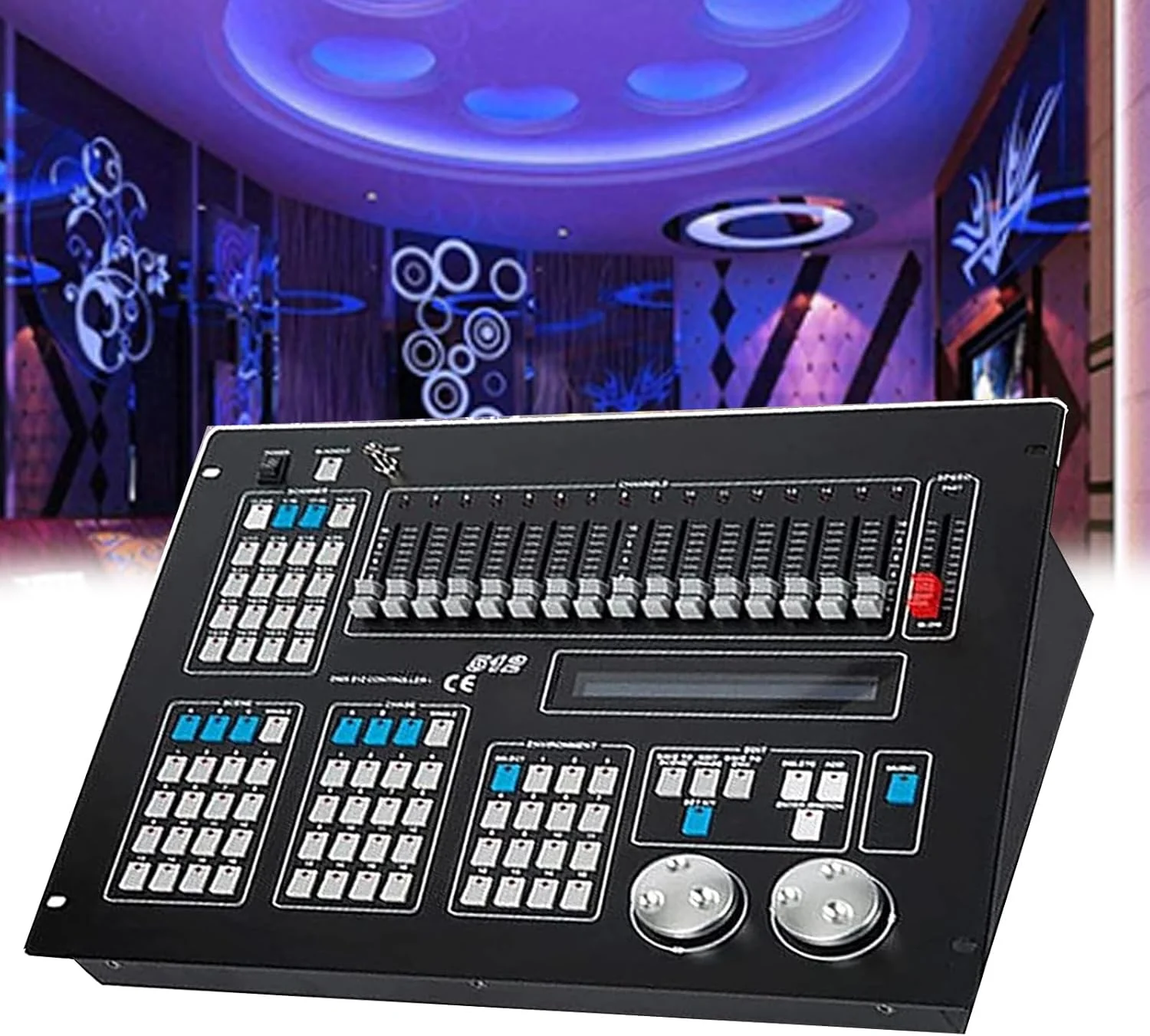 کنترلر نور، کنسول DMX 512، 16 کانال + 48 صحنه، ذخیره سازی داده، پنل کنترلر نورپردازی صحنه/عملکرد آسان، برای لامپ صحنه، مهمانی، کلوپ، مشکی