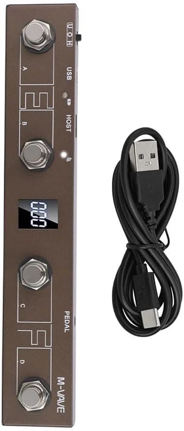 برای کنترل MIDI، برای M-VAVE شکلات پلاس بی‌سیم قابل حمل برای پدال کنترل کاپیتان Foots MIDI، کنترلر پدال پا قابل شارژ 4 دکمه (قهوه ای)