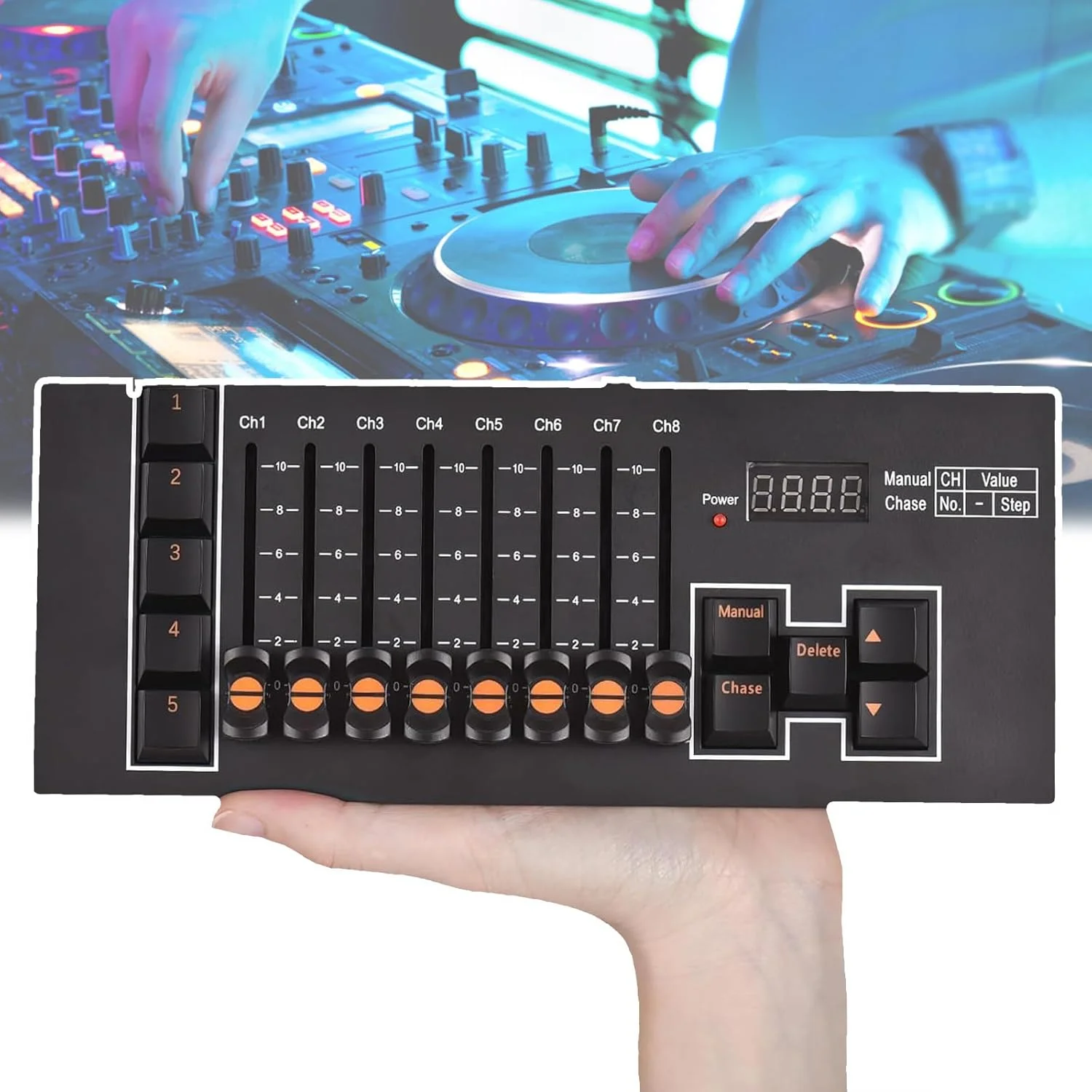 کنسول DMX، کنترلر DMX، کنترلر نور صحنه DJ با 40 کانال DMX 512، با حافظه خاموش شدن، Type C، DMX Li قابل شارژ، برای نورهای DJ، نمایش نور مهمانی، A