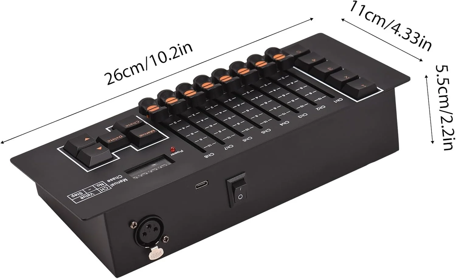 کنسول DMX، کنترلر DMX، کنترلر نور صحنه DJ با 40 کانال DMX 512، با حافظه خاموش شدن، Type C، DMX Li قابل شارژ، برای نورهای DJ، نمایش نور مهمانی، A