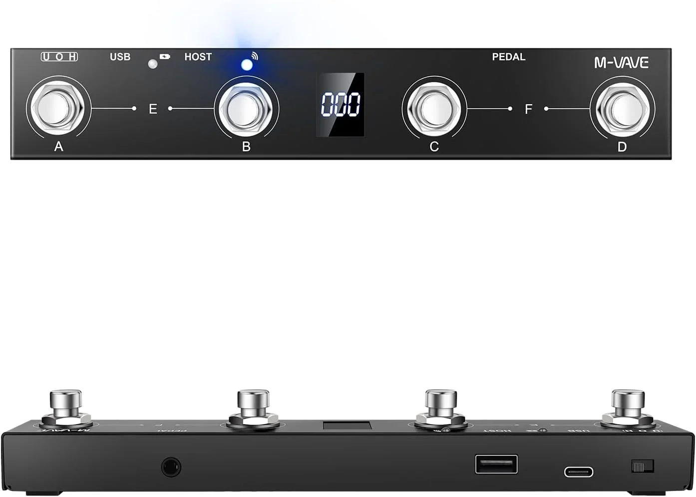 پدال پایی MIDI بی‌سیم M-VAVE Chocolate Plus با 4 دکمه، بلوتوثی و قابل شارژ، کنترل از طریق اپلیکیشن
