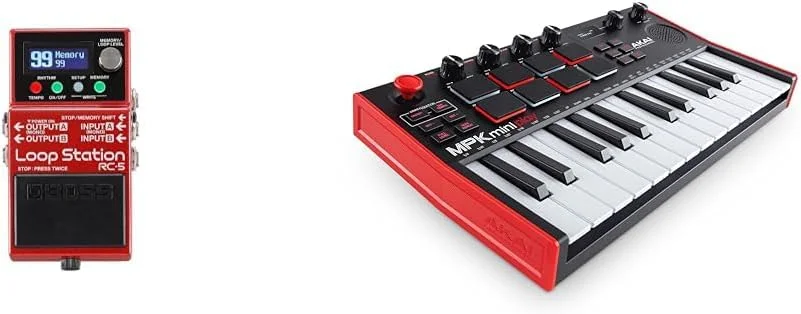 ایستگاه حلقه BOSS RC-5 - لوپر مدرن و جمع و جور با کیفیت صدای درجه یک و AKAI Professional MPK Mini Play MK3 - کنترلر صفحه کلید MIDI با بلندگوی داخلی