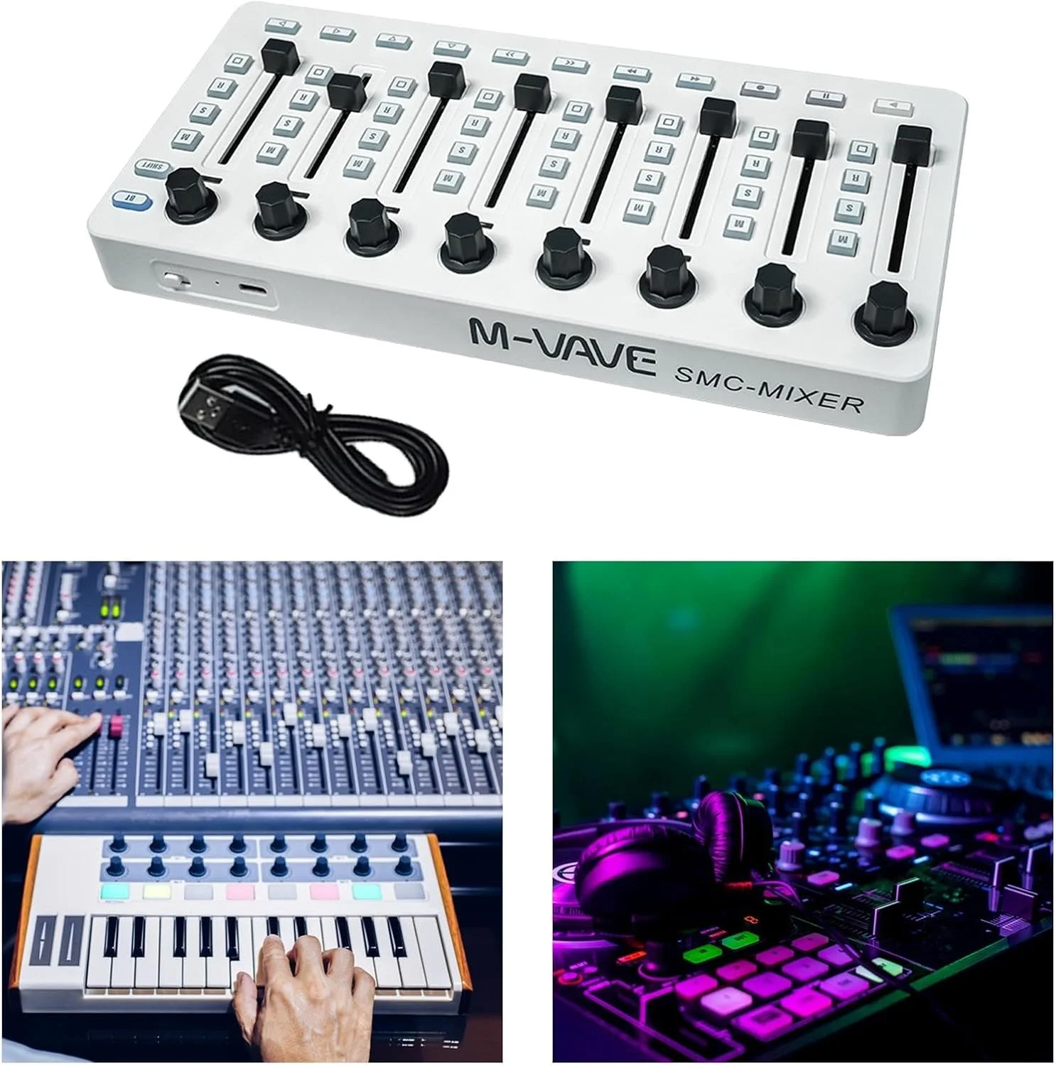 کنترلر MIDI قابل حمل Amagogo، 8 دکمه، 8 محرک کنترلی قابل تخصیص، کنترلر USB، میکسر MIDI