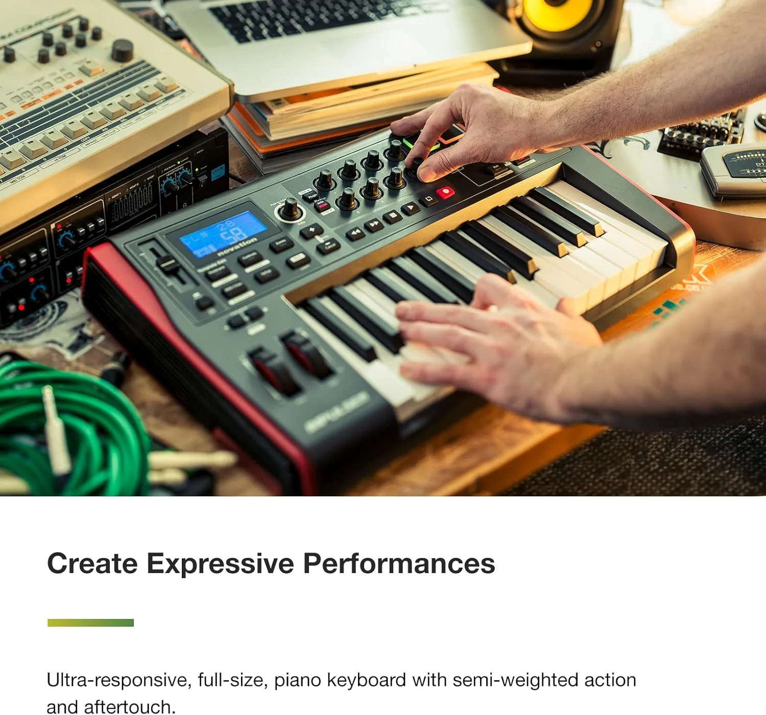 کنترلر صفحه کلید USB/MIDI نواشن ایمپالس با 25 کلید و تغذیه از طریق USB - صفحه کلید تمام اندازه قوی و بسیار پاسخگو با افترتاچ و پدهای حساس به ضربه برای مک و ویندوز. کنترلر صفحه کلید USB/MIDI نواشن ایمپالس با 25 کلید و تغذیه از طریق USB - صفحه کلید تمام اندازه قوی و بسیار پاسخگو با افترتاچ و پدهای حساس به ضربه برای مک و ویندوز.