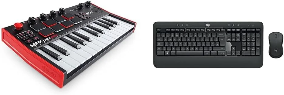 AKAI Professional MPK Mini Play MK3 - کنترلر کیبورد MIDI با بلندگوی داخلی و صداها و Logitech MK540 Advanced Combo کیبورد و ماوس بی سیم برای ویندوز