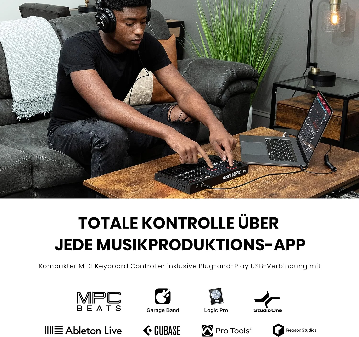 AKAI Professional MPK Mini MK3 Black – کنترلر کیبورد MIDI USB با 25 کلید و M-Audio M-Track Solo – کارت صدای USB برای ضبط