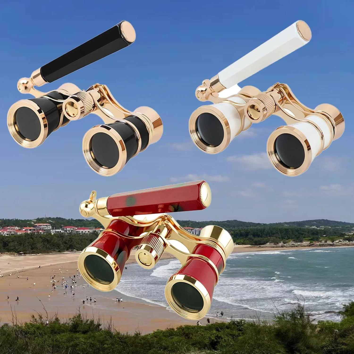 دوربین تئاتری Yourelexit® مدل Opera، دوربین دوچشمی تئاتری کوچک و سبک با دسته تاشو قابل تنظیم و زنجیر، طرح قدیمی مناسب بزرگسالان، کودکان و بانوان برای کنسرت موسیقی و سینما