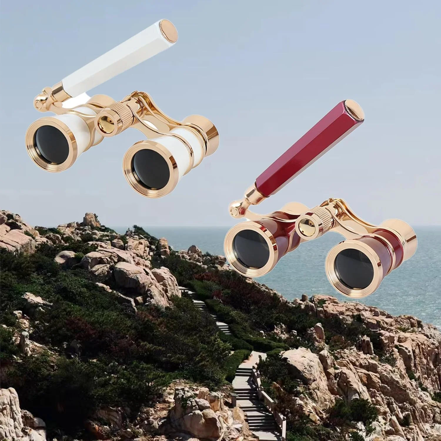 دوربین تئاتر Yourelexit® مدل Opera، دوربین دوچشمی کوچک و سبک با دسته تاشو قابل تنظیم و زنجیر، طرح قدیمی، مناسب بزرگسالان، کودکان و بانوان برای کنسرت موسیقی و سینما