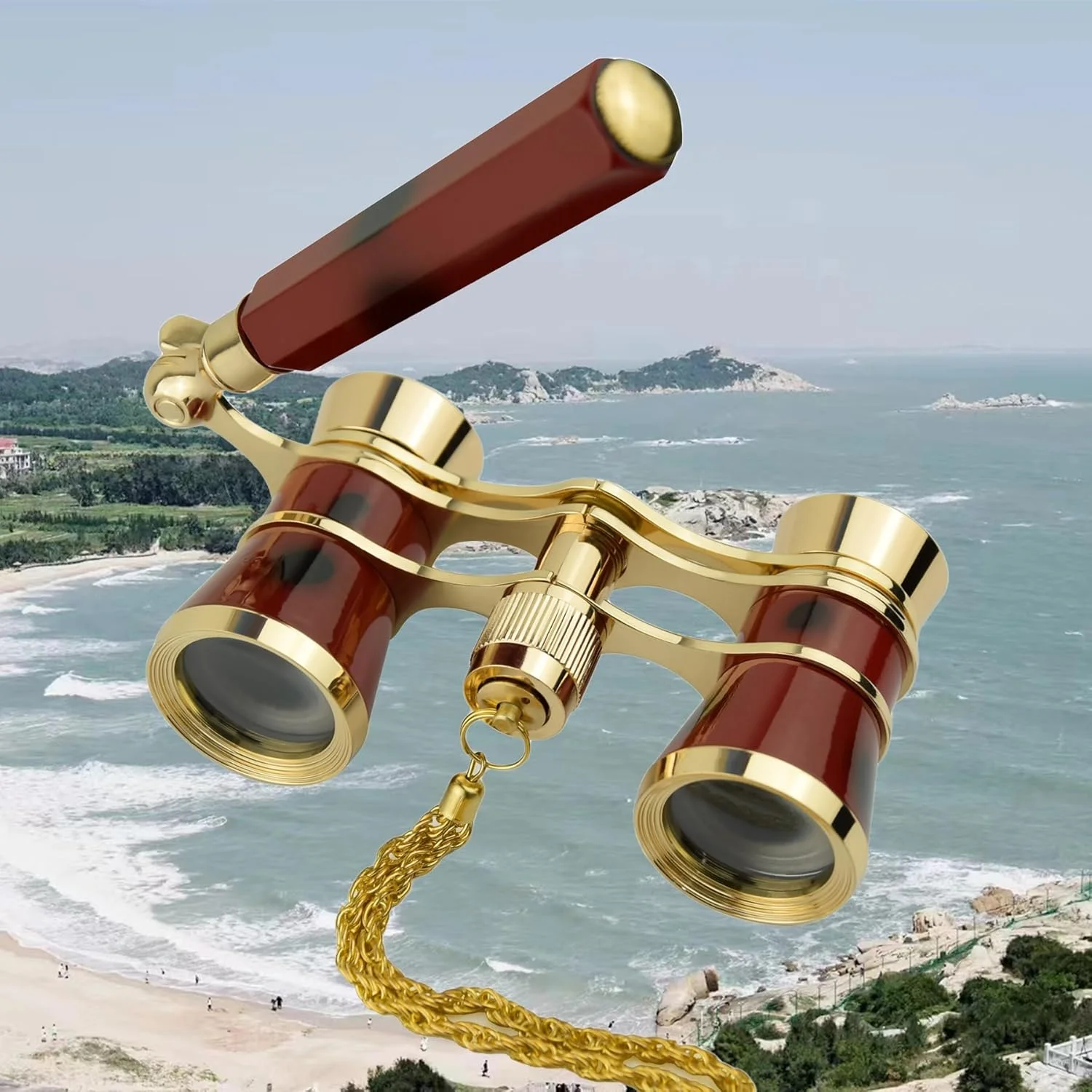 دوربین تئاتری Yourelexit® مدل Opera، دوربین دوچشمی تئاتری کوچک و سبک با دسته تاشو قابل تنظیم و زنجیر، طرح قدیمی مناسب بزرگسالان، کودکان و بانوان برای کنسرت موسیقی و سینما