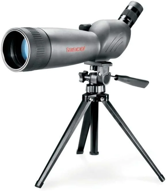 تلسکوپ دیدبانی زوم 60x60 20-60 Tasco World Class به همراه سه پایه قابل نصب و چشمی 45 درجه