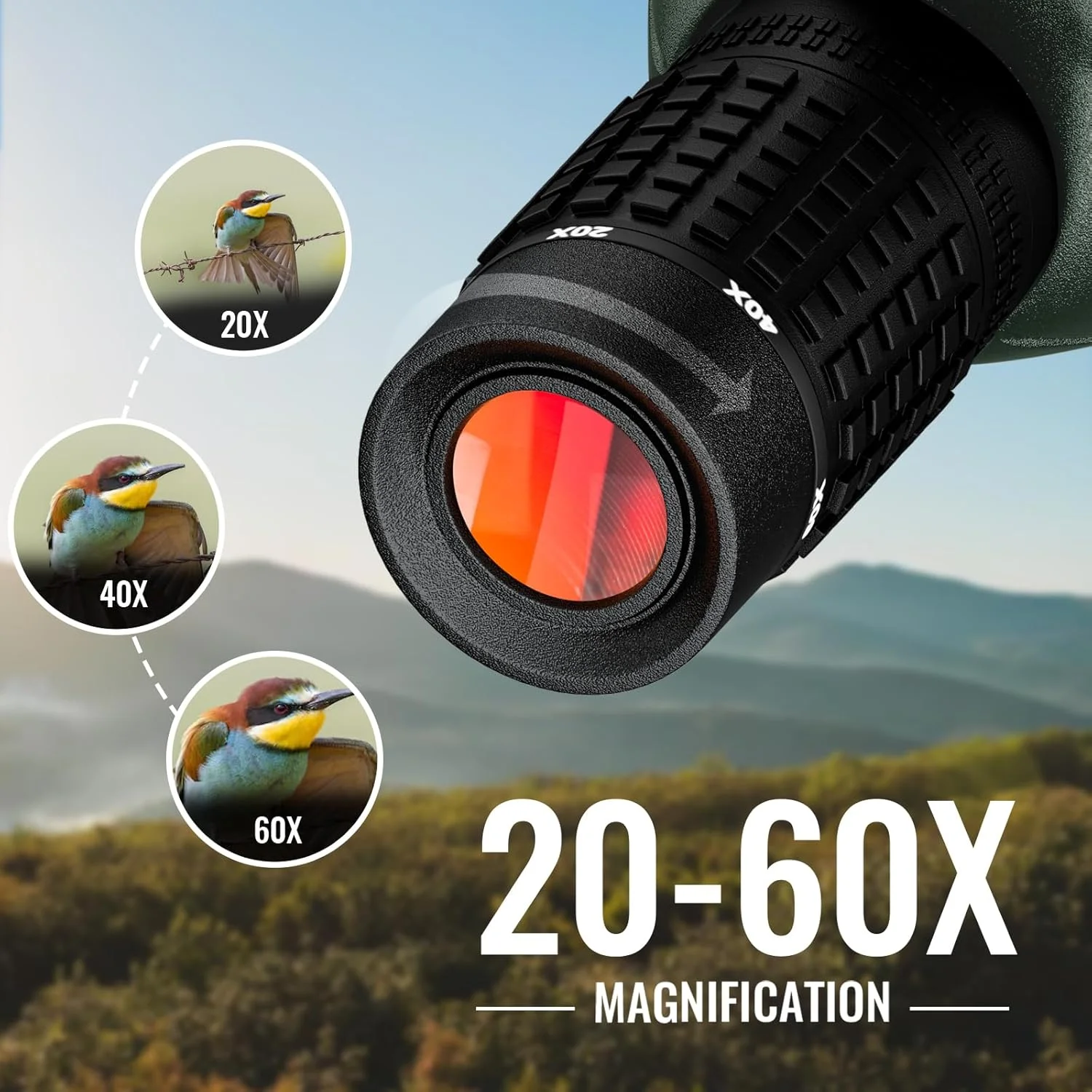 تلسکوپ دیدبانی 20-60X80 برای تیراندازی و شکار - تلسکوپ های دیدبانی با سه پایه و آداپتور تلفن، ضد آب، HD برای تماشای پرندگان، حیات وحش و مناظر تلسکوپ دیدبانی 20-60X80 برای تیراندازی و شکار - تلسکوپ های دیدبانی با سه پایه و آداپتور تلفن، ضد آب، HD برای تماشای پرندگان، حیات وحش و مناظر