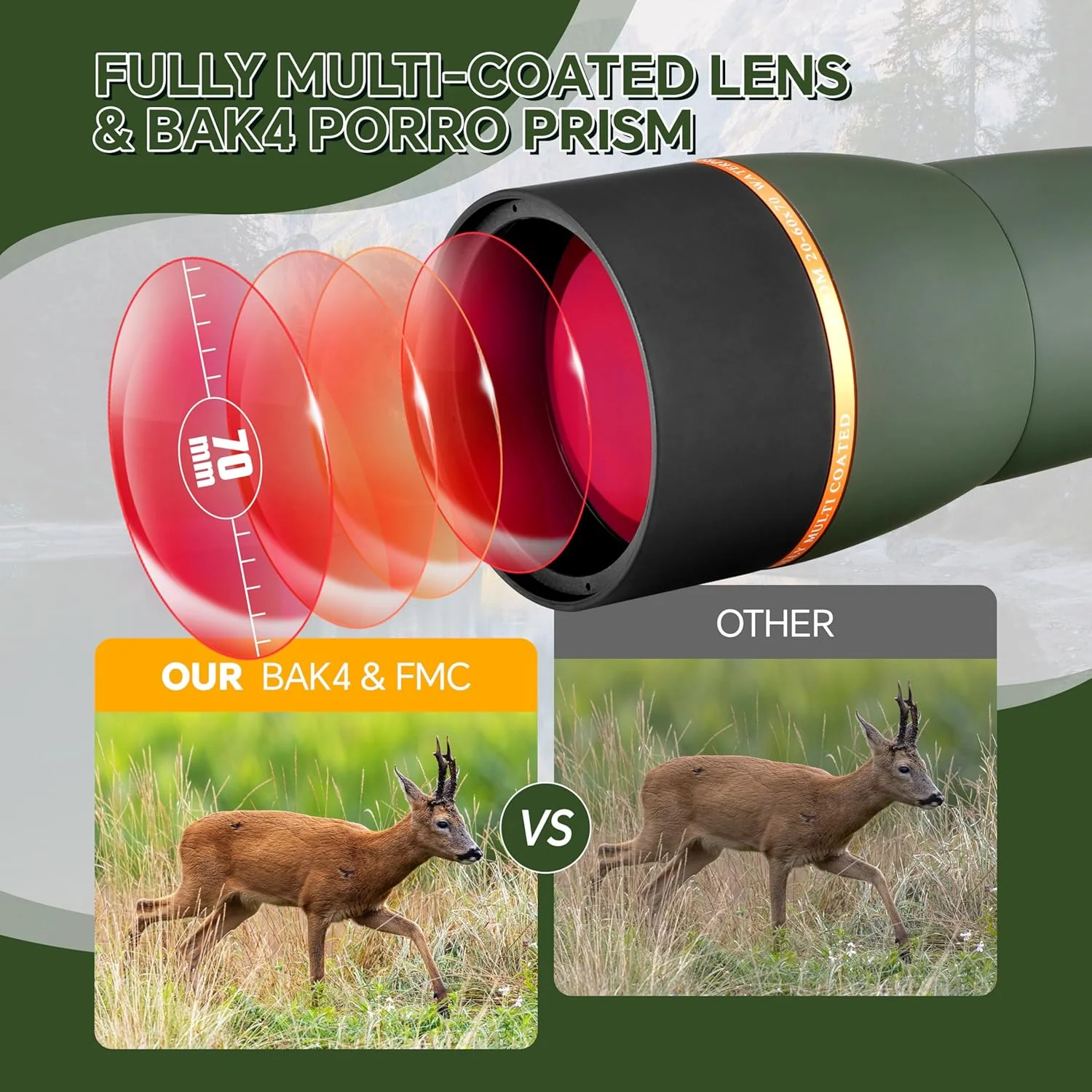 تلسکوپ های دیدبانی 70x60-20 ESSLNB به همراه سه پایه، تلسکوپ ضد آب فشرده با وضوح بالا BAK4 به همراه کیف حمل و آداپتور تلفن برای تماشای پرندگان، حیات وحش، مناظر، هدف گیری و تیراندازی تلسکوپ های دیدبانی 70x60-20 ESSLNB به همراه سه پایه، تلسکوپ ضد آب فشرده با وضوح بالا BAK4 به همراه کیف حمل و آداپتور تلفن برای تماشای پرندگان، حیات وحش، مناظر، هدف گیری و تیراندازی