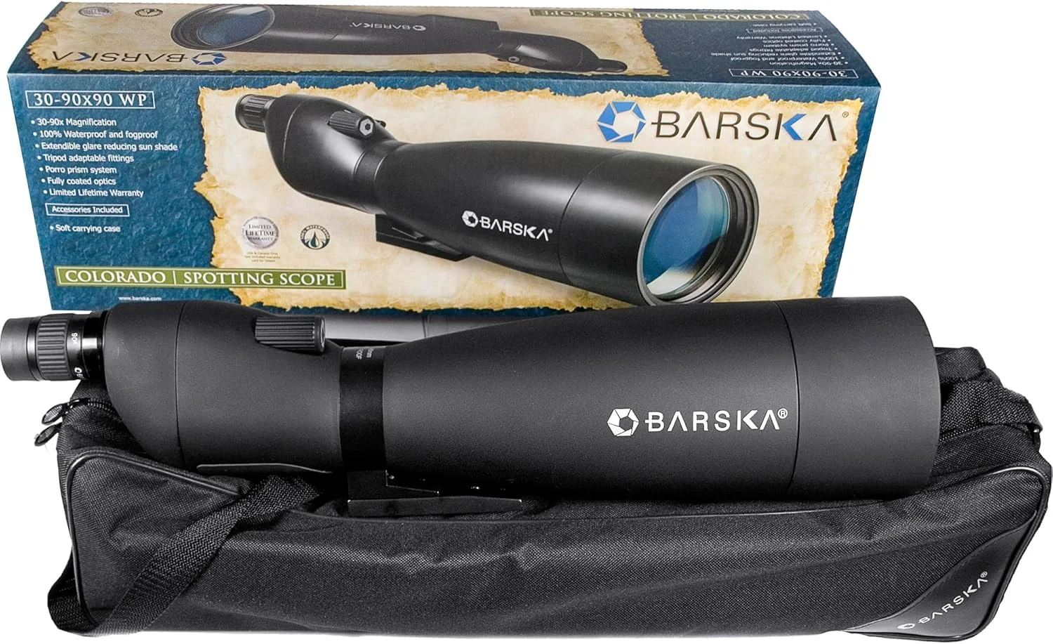 تلسکوپ دیدبانی ضدآب BARSKA Colorado – زوم متغیر، اپتیک ضد مه برای تماشای پرندگان، تیراندازی به هدف، شکار و استفاده در فضای باز