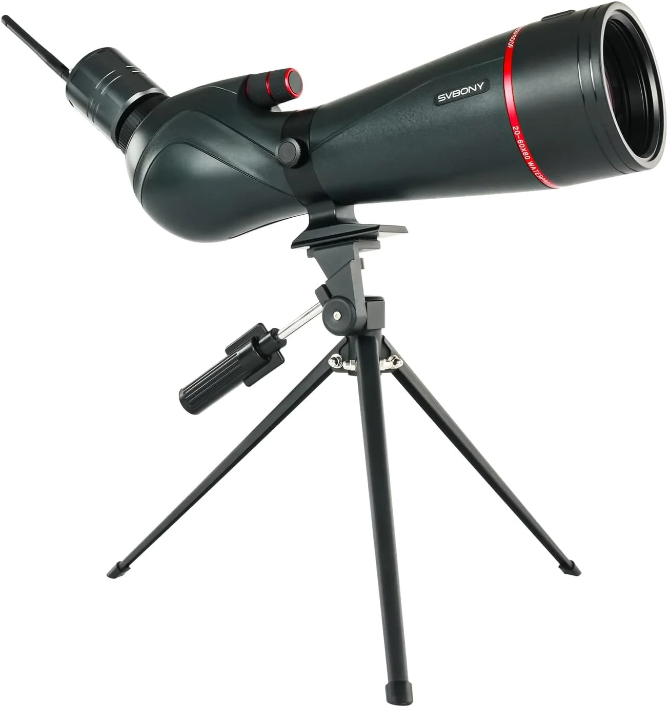 تلسکوپ دیدبانی SVBONY SV406 20-60x80 به همراه سه پایه، SC001 WiFi، آداپتور قابل تنظیم 3 محوره، سیستم اپتیک HD با منشور BAK4، ضد آب و ضد مه، تلسکوپ های دیدبانی برای تماشای پرندگان
