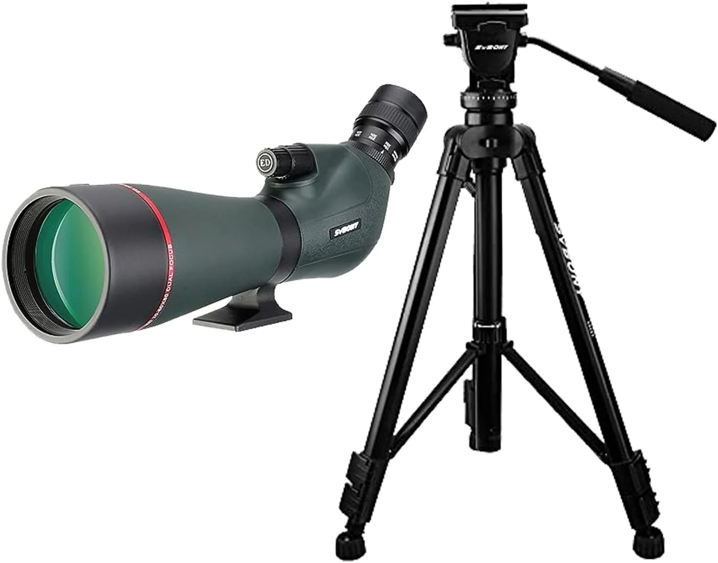 مجموعه تلسکوپ دیده‌بانی زاویه‌دار SVBONY SV406P 20-60x80 به همراه سه‌پایه مسافرتی آلومینیومی با هد سیال SVBONY SA402