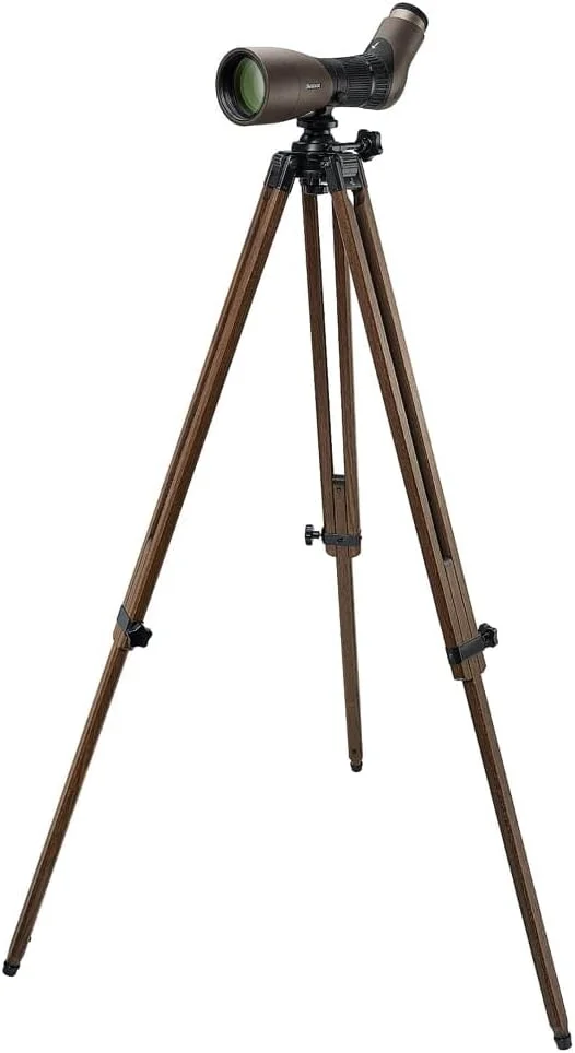 کیت تلسکوپ دیدبانی Swarovski ATX Interior 25-60x85mm و سه پایه چوبی گردو/زبان گنجشک، رنگ Terra/Bronze، مقاوم در برابر آب و هوا، انتقال نور 86٪، مناسب برای استفاده در داخل و خارج از منزل (49000)