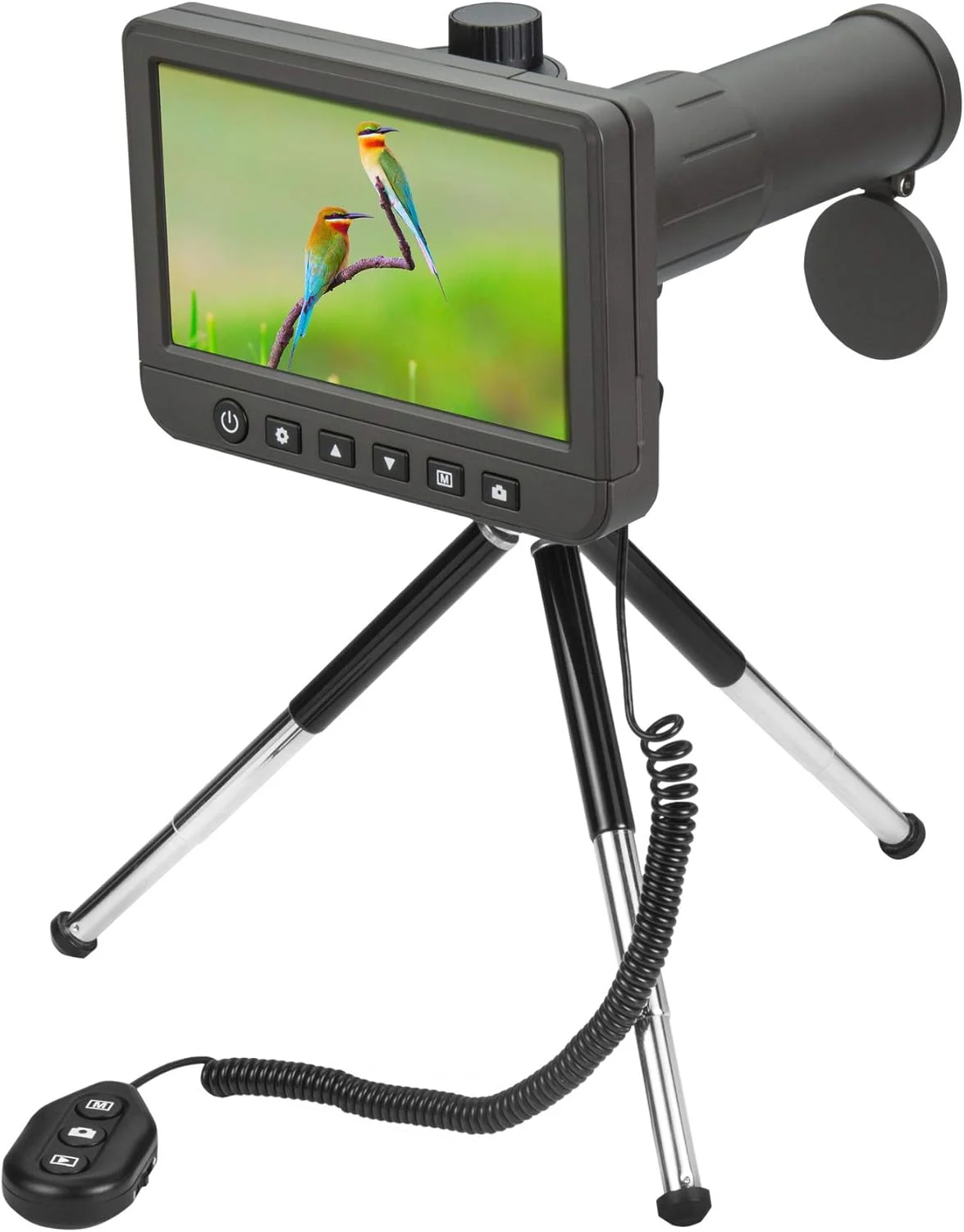 تلسکوپ دیدبانی دیجیتال LCD مدل Vividia SS-550 با بزرگنمایی 1 تا 50 برابر، صفحه نمایش 5 اینچی، فیلمبرداری 1080P، عکسبرداری 14 مگاپیکسلی و لنز 35 میلی متری برای فاصله 3000 فوت/1000 متر تلسکوپ دیدبانی دیجیتال LCD مدل Vividia SS-550 با بزرگنمایی 1 تا 50 برابر، صفحه نمایش 5 اینچی، فیلمبرداری 1080P، عکسبرداری 14 مگاپیکسلی و لنز 35 میلی متری برای فاصله 3000 فوت/1000 متر