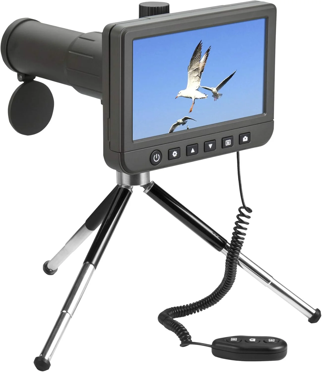 تلسکوپ دیدبانی دیجیتال LCD مدل Vividia SS-550 با بزرگنمایی 1 تا 50 برابر، صفحه نمایش 5 اینچی، فیلمبرداری 1080P، عکسبرداری 14 مگاپیکسلی و لنز 35 میلی متری برای فاصله 3000 فوت/1000 متر تلسکوپ دیدبانی دیجیتال LCD مدل Vividia SS-550 با بزرگنمایی 1 تا 50 برابر، صفحه نمایش 5 اینچی، فیلمبرداری 1080P، عکسبرداری 14 مگاپیکسلی و لنز 35 میلی متری برای فاصله 3000 فوت/1000 متر