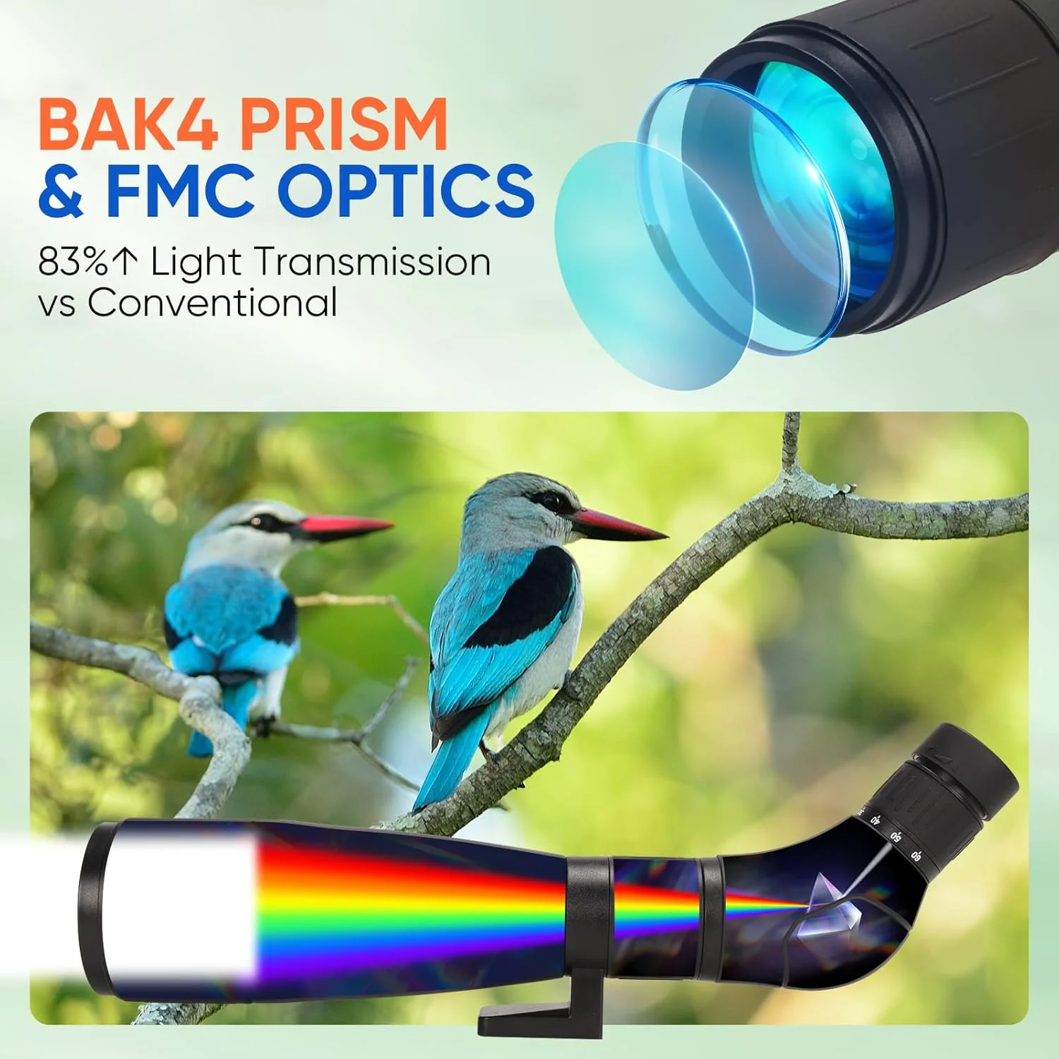 تلسکوپ دیدبانی 60-20x60 برای هدفگیری، اپتیک BAK4 HD 60 میلیمتری با پوشش چند لایه کامل به همراه سهپایه، تلسکوپ زاویهدار برای تماشا پرندگان، تماشای حیات وحش به همراه آداپتور تلفن و کیف حمل تلسکوپ دیدبانی 60-20x60 برای هدفگیری، اپتیک BAK4 HD 60 میلیمتری با پوشش چند لایه کامل به همراه سهپایه، تلسکوپ زاویهدار برای تماشا پرندگان، تماشای حیات وحش به همراه آداپتور تلفن و کیف حمل