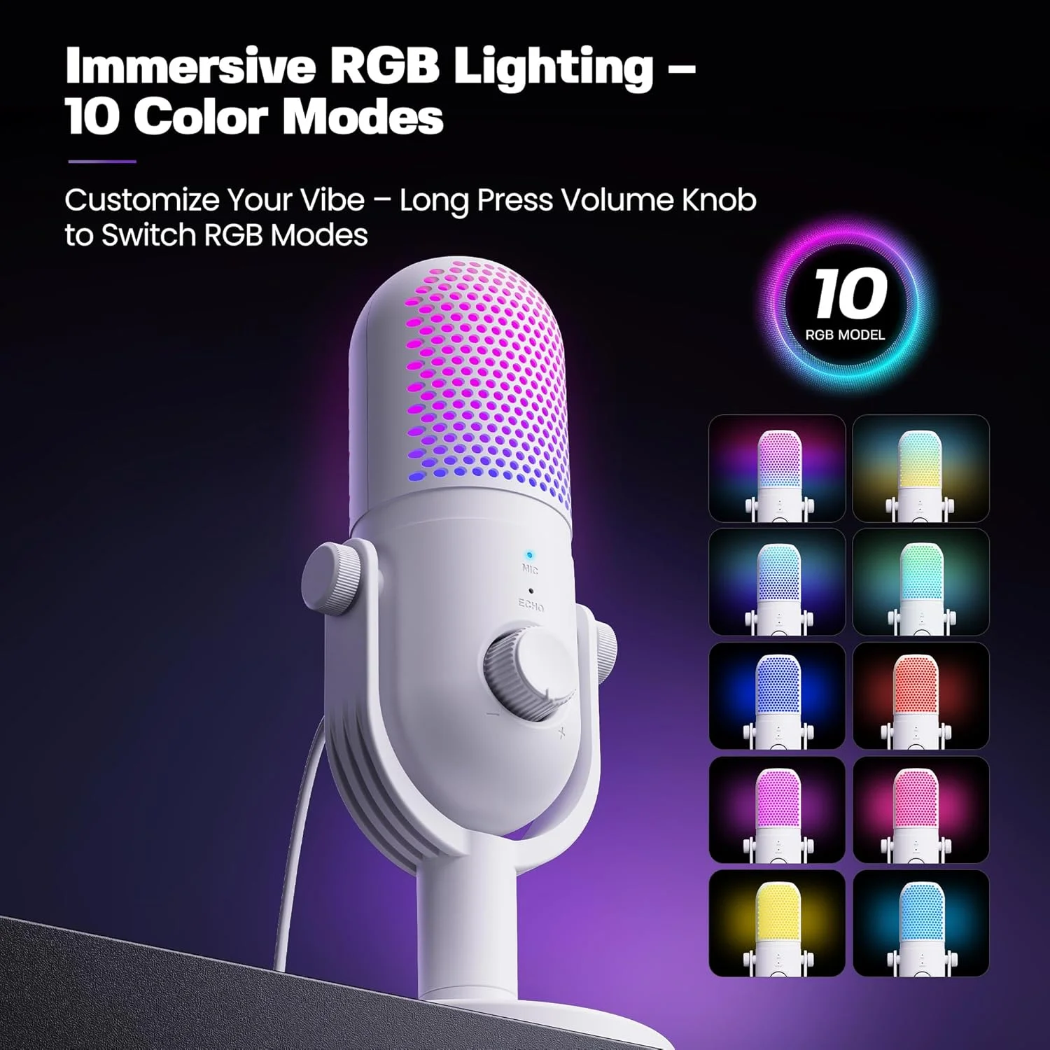 میکروفون USB کامپیوتر گیمینگ RGB: میکروفون کامپیوتر سفید - لوازم جانبی گیمینگ PS4 و PS5 - میکروفون گیمینگ با قطع صدا، گین و اکو - گجت های گیمینگ لپ تاپ برای ویندوز و مک - میکروفون پادکست برای یوتیوب و استریمینگ میکروفون USB کامپیوتر گیمینگ RGB: میکروفون کامپیوتر سفید - لوازم جانبی گیمینگ PS4 و PS5 - میکروفون گیمینگ با قطع صدا، گین و اکو - گجت های گیمینگ لپ تاپ برای ویندوز و مک - میکروفون پادکست برای یوتیوب و استریمینگ