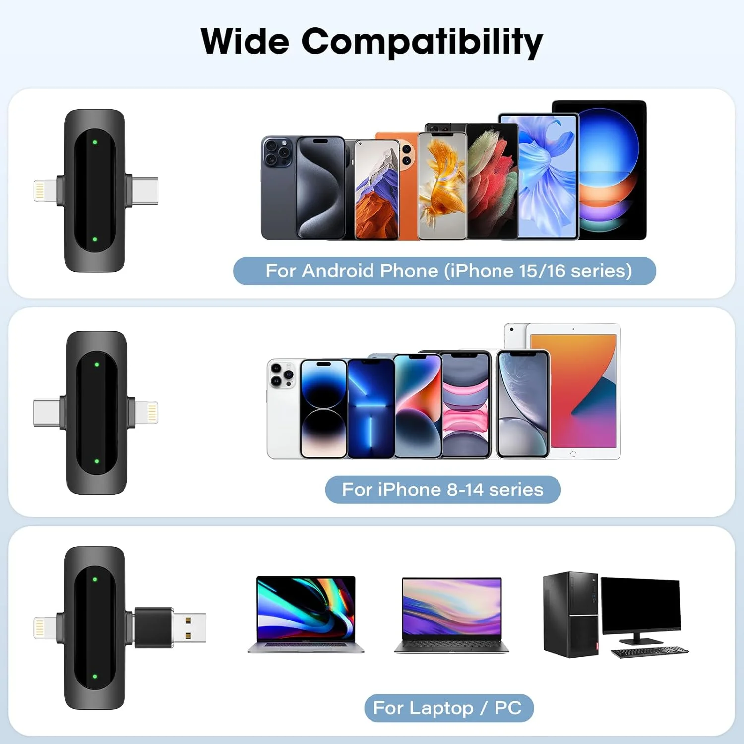میکروفون یقه ای بی سیم HMKCH 2 در 1 برای موبایل/آیفون/کامپیوتر، میکروفون گیره ای بی سیم برای ضبط ویدیو، ولاگ، تیک تاک، یوتیوب، حذف نویز، میکروفون های Plug-Play میکروفون یقه ای بی سیم HMKCH 2 در 1 برای موبایل/آیفون/کامپیوتر، میکروفون گیره ای بی سیم برای ضبط ویدیو، ولاگ، تیک تاک، یوتیوب، حذف نویز، میکروفون های Plug-Play