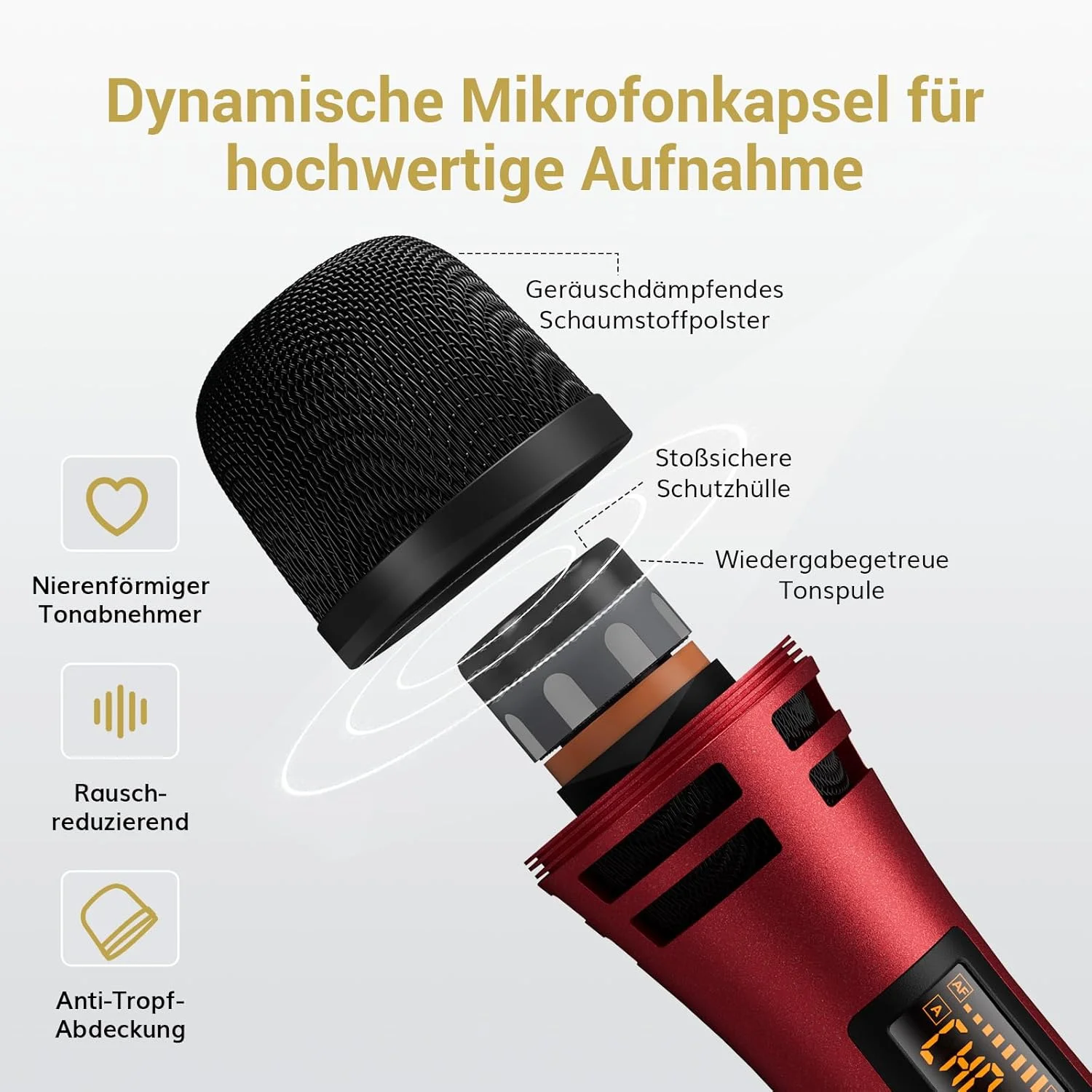 میکروفون بی سیم تونور، میکروفون دستی بی سیم دینامیک با گیرنده برای آمپلی فایر PA، سیستم کارائوکه، عروسی، مهمانی، کنفرانس، سخنرانی TW320 خاکستری و قرمز میکروفون بی سیم تونور، میکروفون دستی بی سیم دینامیک با گیرنده برای آمپلی فایر PA، سیستم کارائوکه، عروسی، مهمانی، کنفرانس، سخنرانی TW320 خاکستری و قرمز