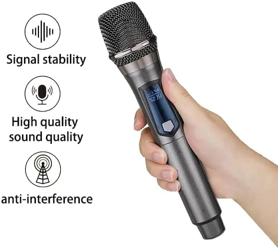 سیستم میکروفون دستی بیسیم، فرکانس ثابت، با گیرنده قابل شارژ، جک 3.5 میلیمتری، برای کارائوکه، کلیسا، دیجی، میکروفون دستی بیسیم، برد 60 متر سیستم میکروفون دستی بیسیم، فرکانس ثابت، با گیرنده قابل شارژ، جک 3.5 میلیمتری، برای کارائوکه، کلیسا، دیجی، میکروفون دستی بیسیم، برد 60 متر