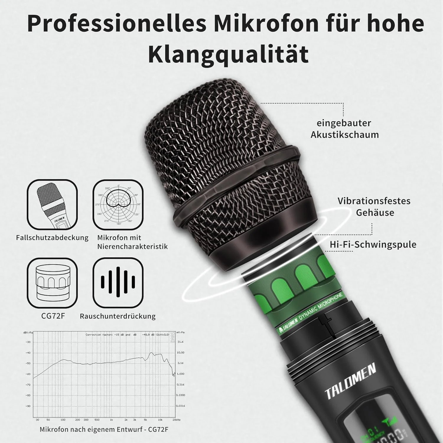 میکروفون بی سیم حرفه ای، سیستم میکروفون چهارتایی، 2.4 گیگاهرتز، میکروفون کارائوکه دینامیک، قابل شارژ، با گیرنده، برای آواز، مهمانی، K604، سفید، نقره ای، خاکستری، مشکی