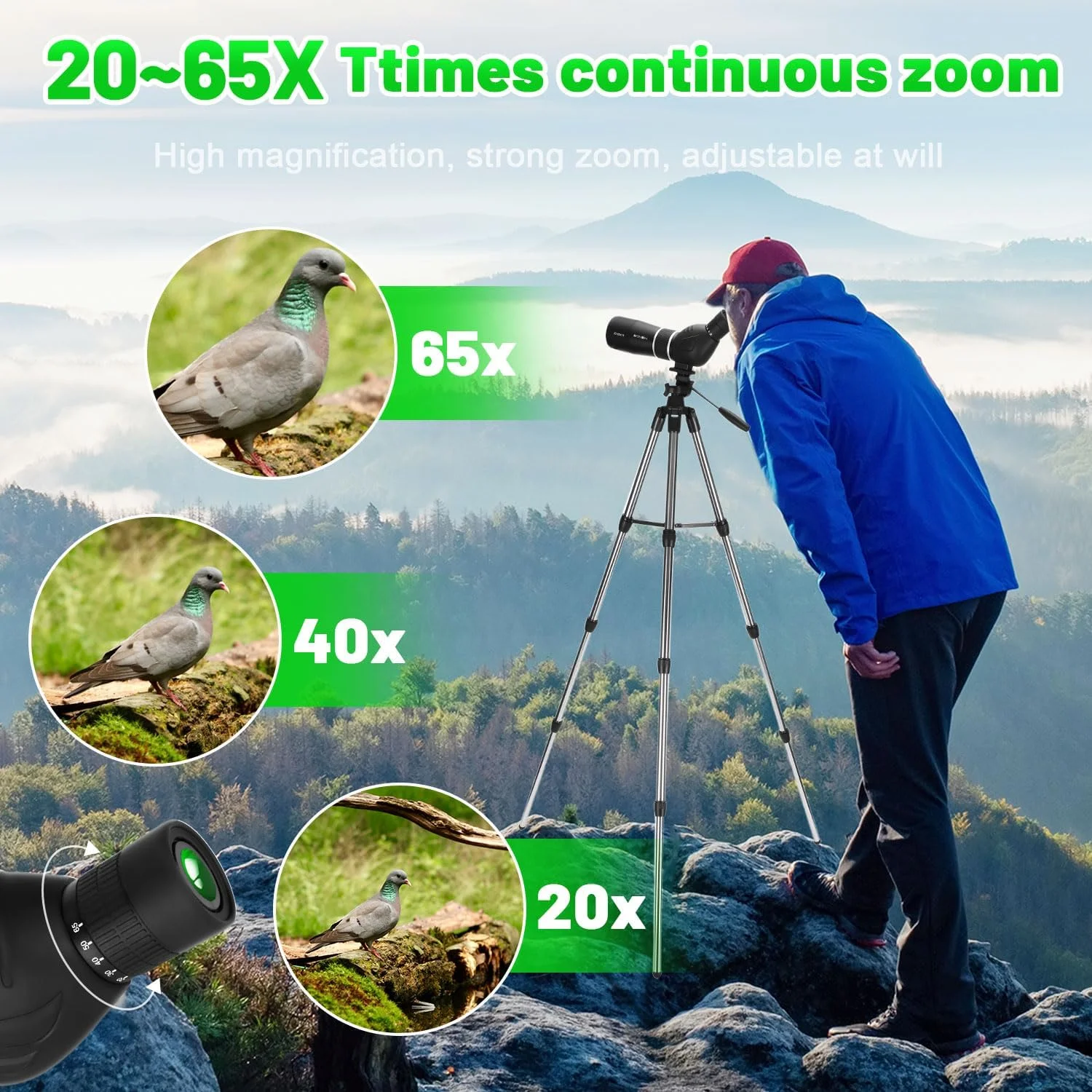 تلسکوپ دیدبانی 20-65x70 به همراه سه پایه، آداپتور تلفن و کیف نگهداری، تلسکوپ پرنده نگری BAK4 با کیفیت بالا، تلسکوپ دیدبانی برای میدان تیراندازی، شکار، تماشای حیات وحش تلسکوپ دیدبانی 20-65x70 به همراه سه پایه، آداپتور تلفن و کیف نگهداری، تلسکوپ پرنده نگری BAK4 با کیفیت بالا، تلسکوپ دیدبانی برای میدان تیراندازی، شکار، تماشای حیات وحش