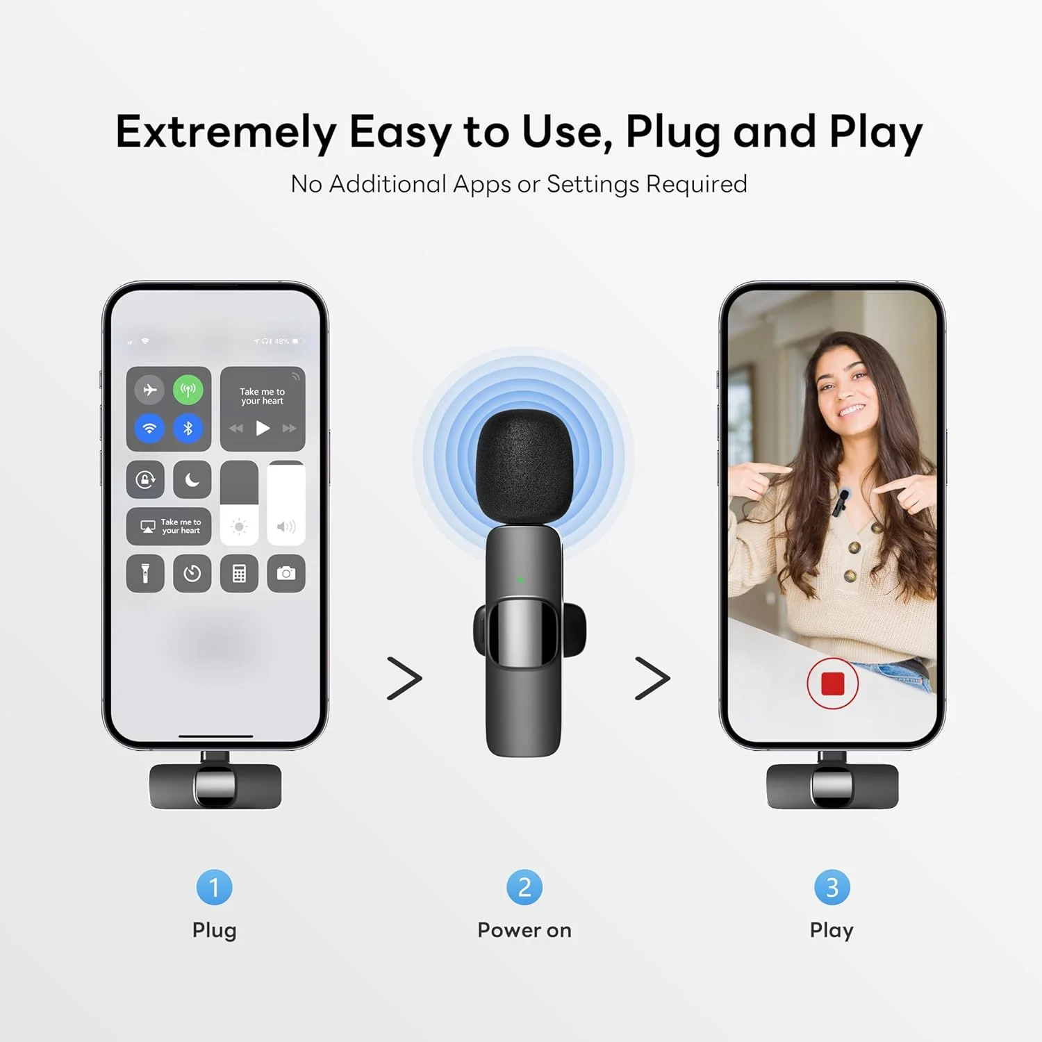 میکروفون دستی آیفون | میکروفون یقه ای بی سیم کوچک بلوتوثی لایتنینگ برای آیپد و آیفون | میکروفون گیره ای کوچک USB-C برای گوشی هوشمند اندروید، پادکست، رسانه های اجتماعی میکروفون دستی آیفون | میکروفون یقه ای بی سیم کوچک بلوتوثی لایتنینگ برای آیپد و آیفون | میکروفون گیره ای کوچک USB-C برای گوشی هوشمند اندروید، پادکست، رسانه های اجتماعی