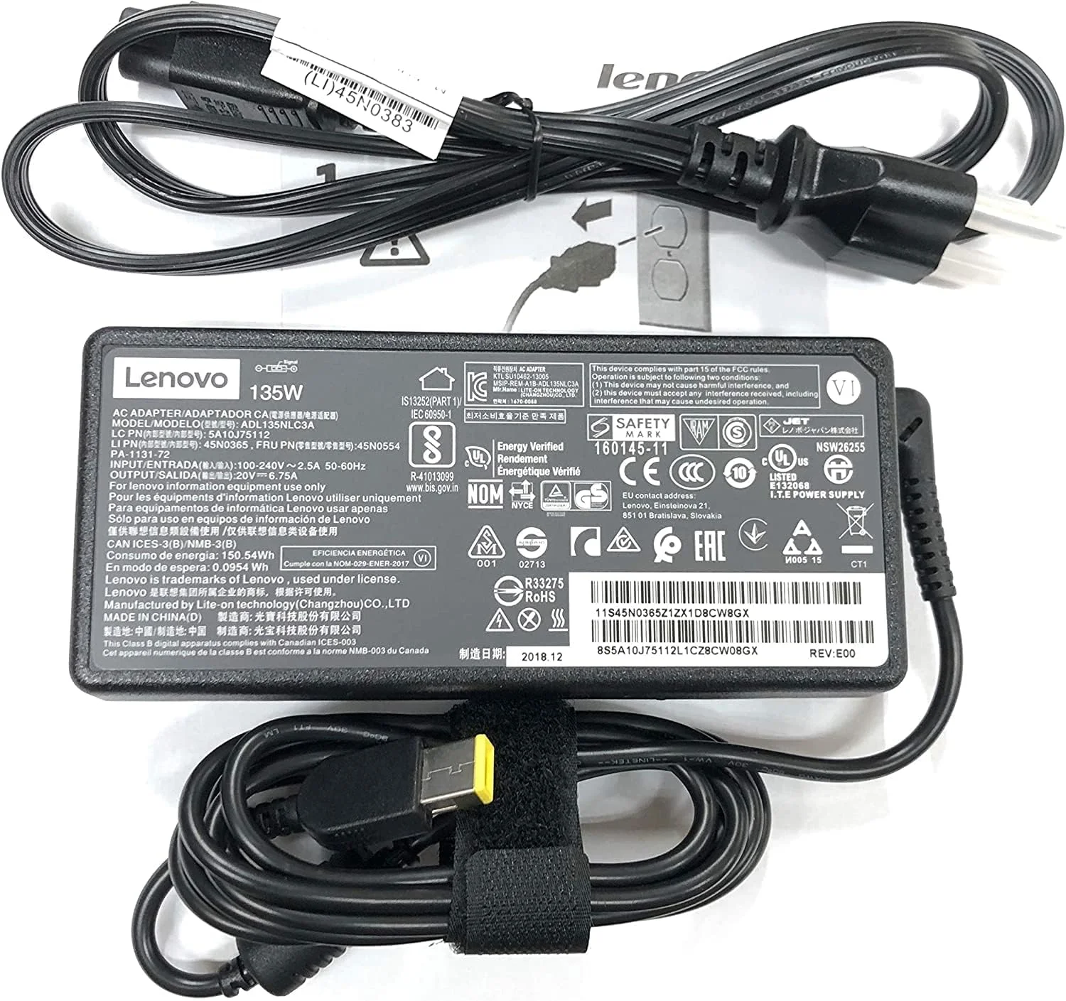 آداپتور AC لنوو 20V 6.7A 135W Slim Tip برای لنوو Ideapad Z710 Ideapad Y50-70 Thinkpad t440p t450p t460p t530 t540 t540p t560 w510 ADL135NDC3A