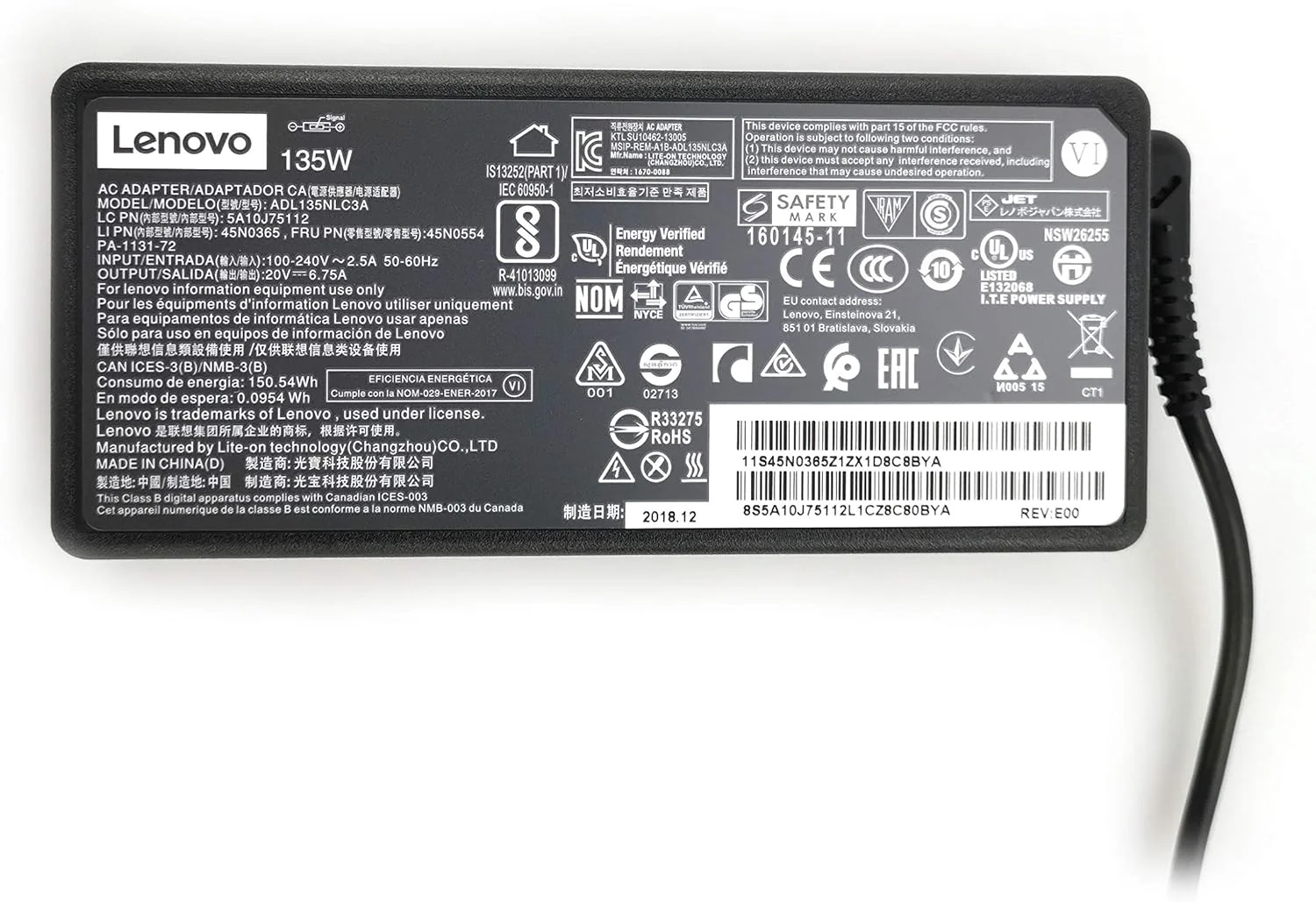 آداپتور برق 135 واتی لپ تاپ لنوو برای لنوو ThinkPad Legion Yoga ideaPad، ADL135NLC3A ADL135NDC3A ADL135NCC3A