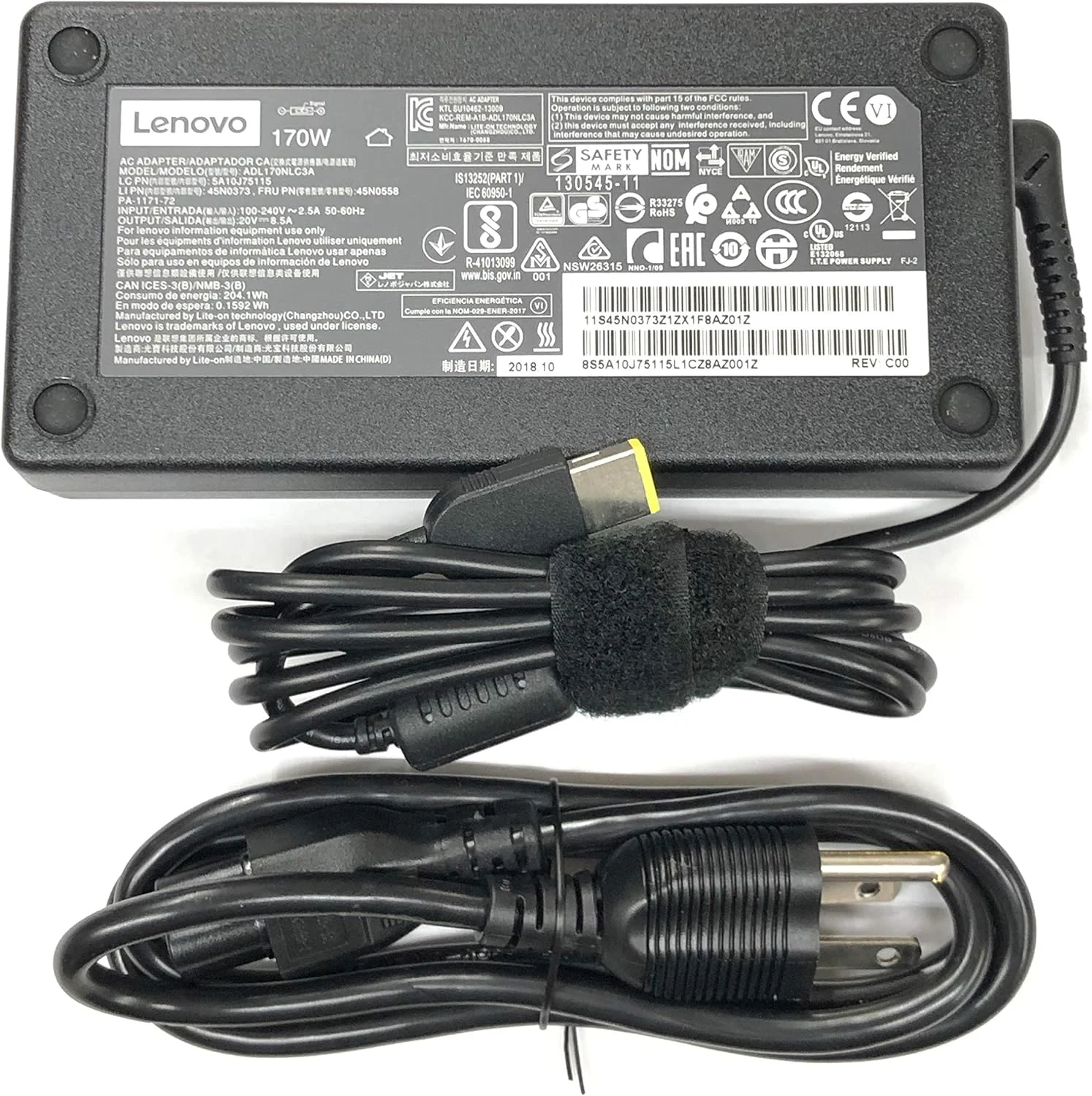آداپتور AC باریک 170 واتی جایگزین لنوو برای: Lenovo ThinkPad W540 W550s ThinkPad E440 E450 E555 S431 T540p X240 X250 Yoga 15 (S5) P/N 4X20E50574 ADL170NLC3A 36200321 45N0487 ADL170NLC2A