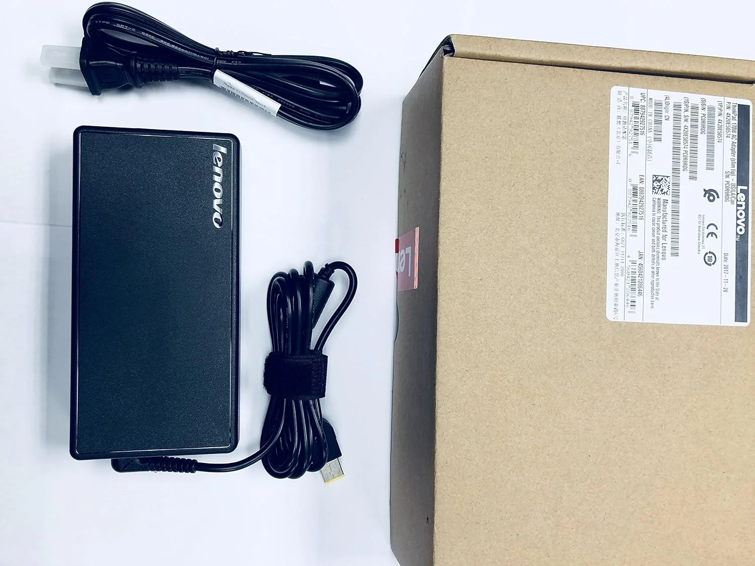 آداپتور AC باریک 170 واتی لنوو مدل FRU 4X20E50574 به همراه سیم برق 2 پین