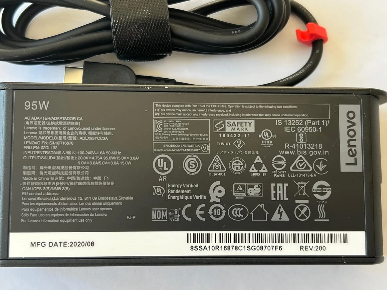 آداپتور 95 واتی USB-C جایگزین برای لنوو مدل‌های: ADLX95YCC3A, SA10R16878, 02DL132, ADLX95YLC2A, GX20Z46240