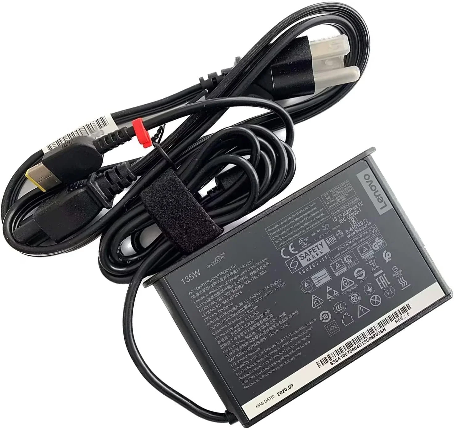 آداپتور AC لنوو 135W با نوک باریک زرد ADL135SDC3A برای Lenovo ThinkPad P1 20MD 20ME ThinkPad X1 Extreme 20MG Lenovo G510 G5005 Y50-70 Y50P-70 Y520-15 Y700-14 Y700-17 Y70-70
