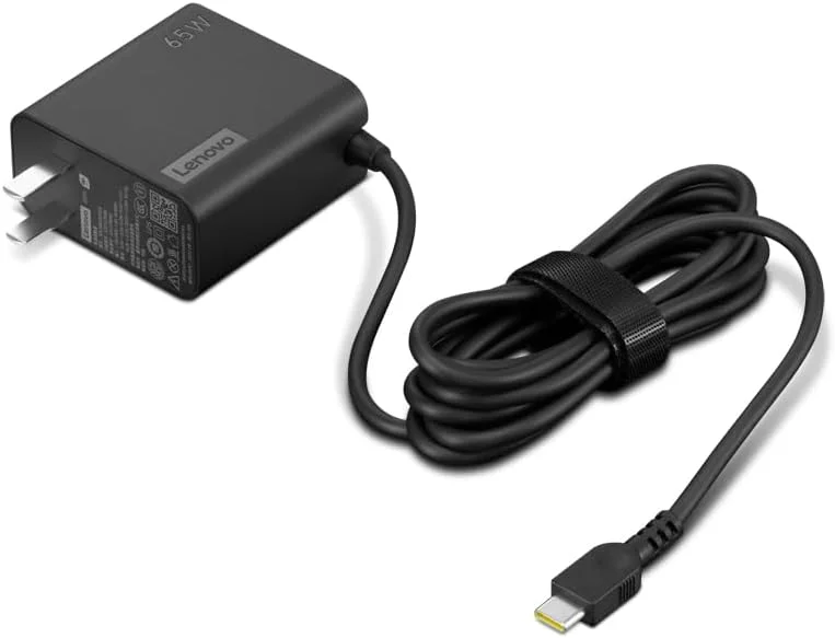 شارژر دیواری 65 واتی USB-C لنوو - PD 3.0 - آداپتور برق برای لپ تاپ، تبلت، نوت بوک، دستگاه های سازگار با USB-C - باریک، سبک و قابل حمل با کابل 6.5 فوتی - مشکی