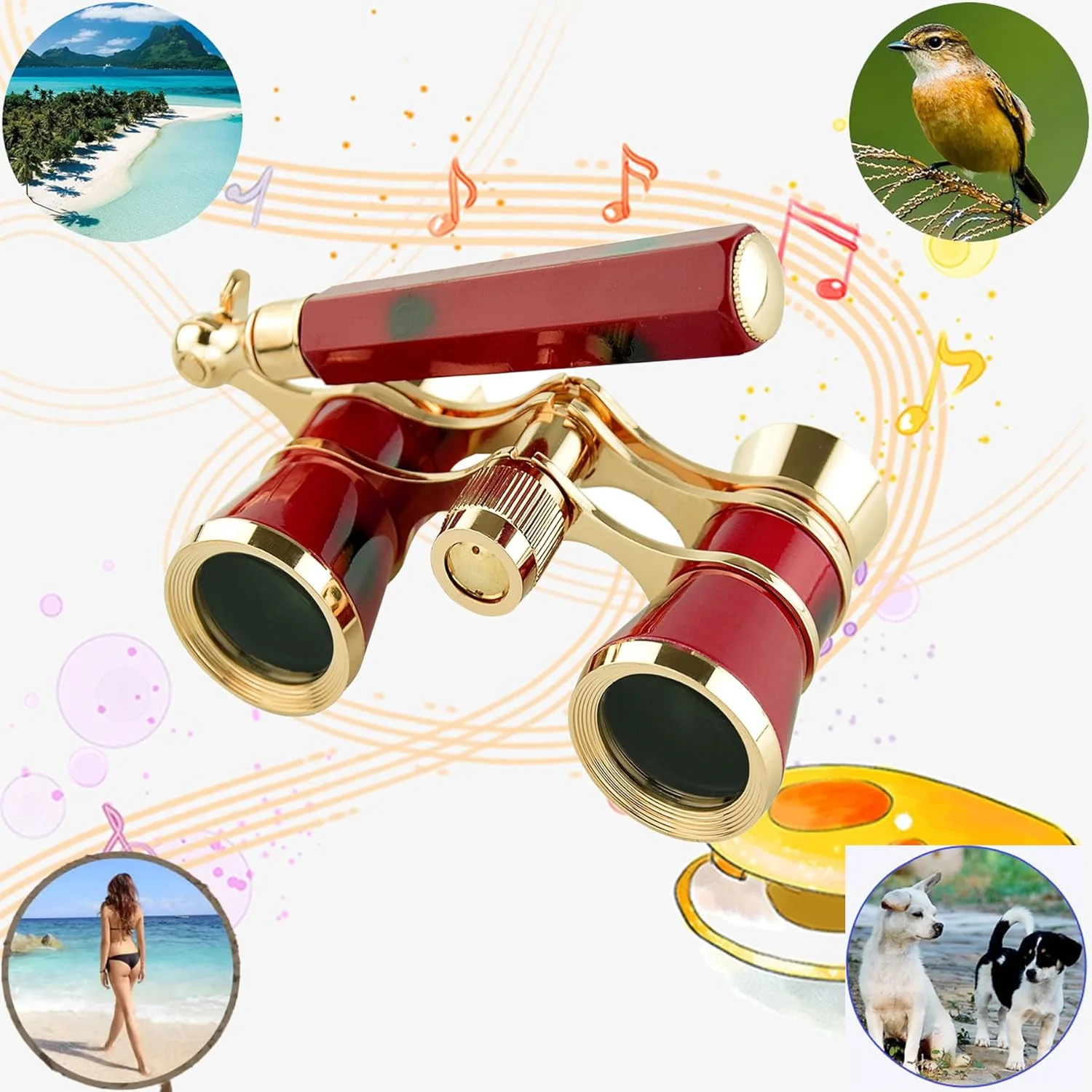 دوربین تئاتر Yourelexit® مدل Opera، 3X25، دوربین دوچشمی کوچک و سبک با دسته تاشو قابل تنظیم، مناسب کنسرت موسیقی و سینما برای بزرگسالان، کودکان و بانوان